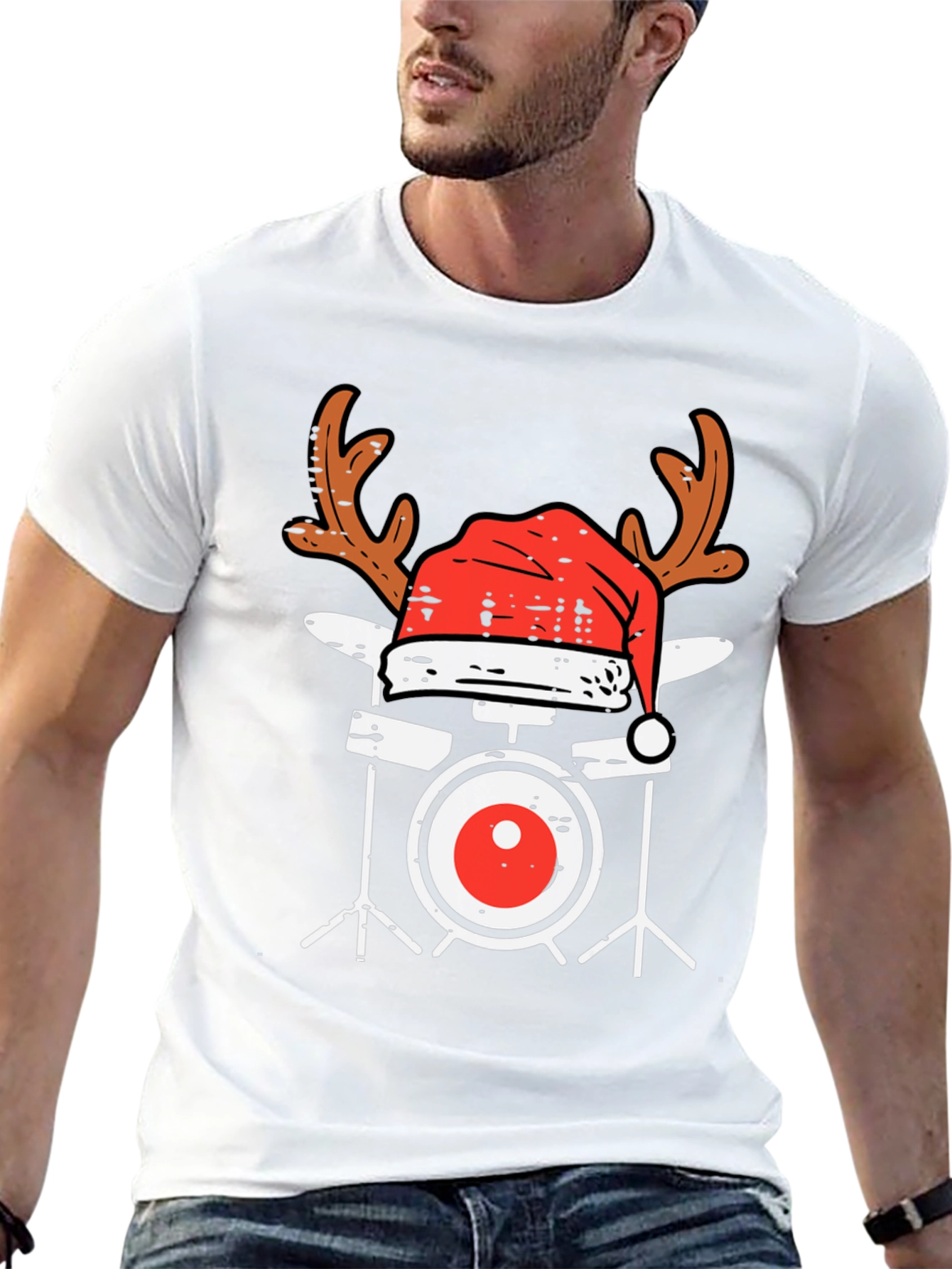 Christmas Drum Set T-Shirt - Holiday Music Tee