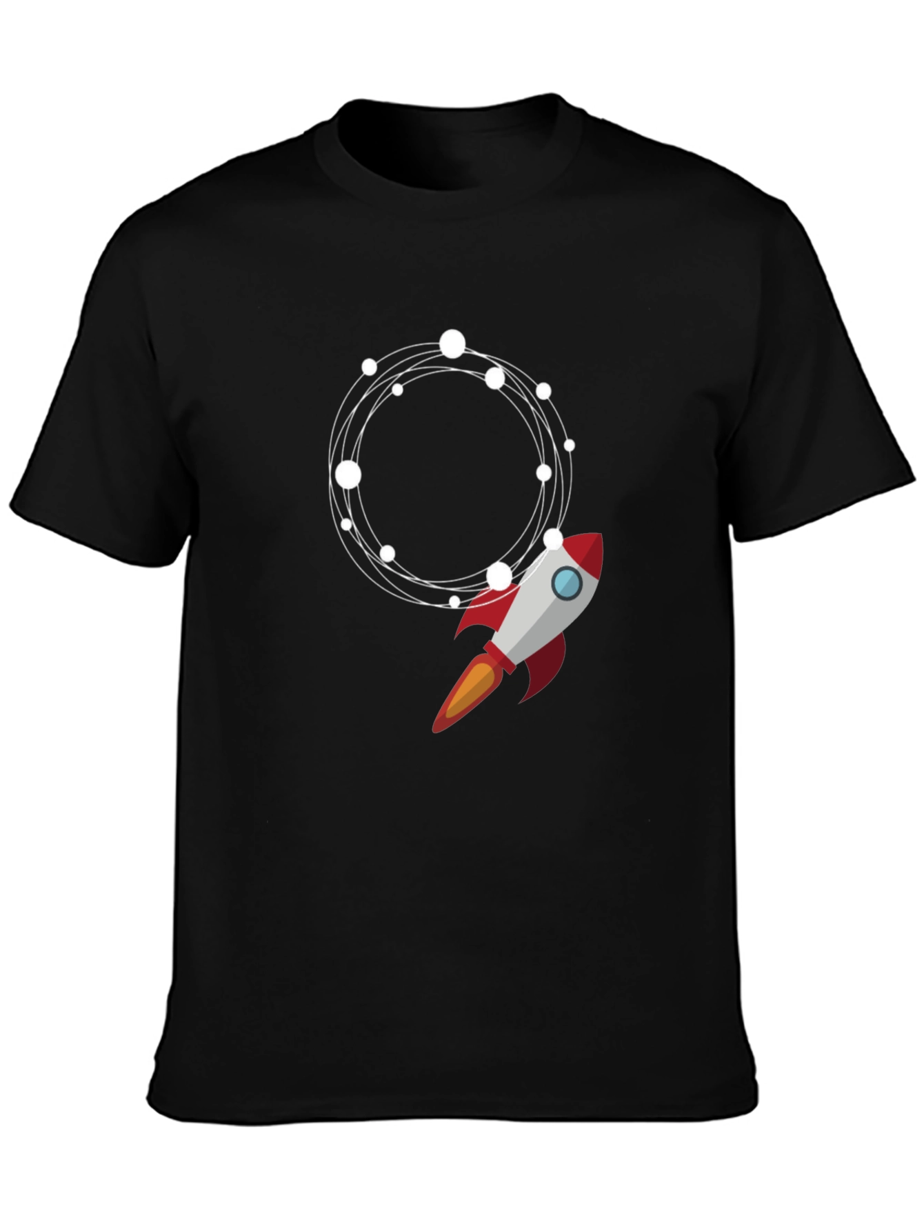 Rocket Launch Graphic Tee - Black Cotton Blend T-Shirt