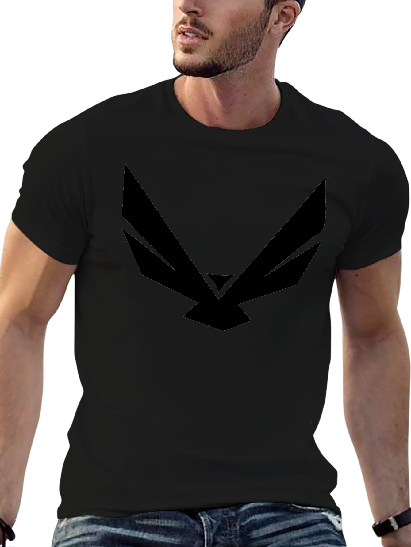 Black Graphic Tee - Modern Wingspan Design