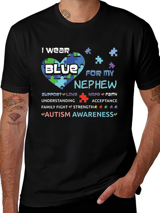 Autism Awareness T-Shirt - I Wear Blue For My Nephew