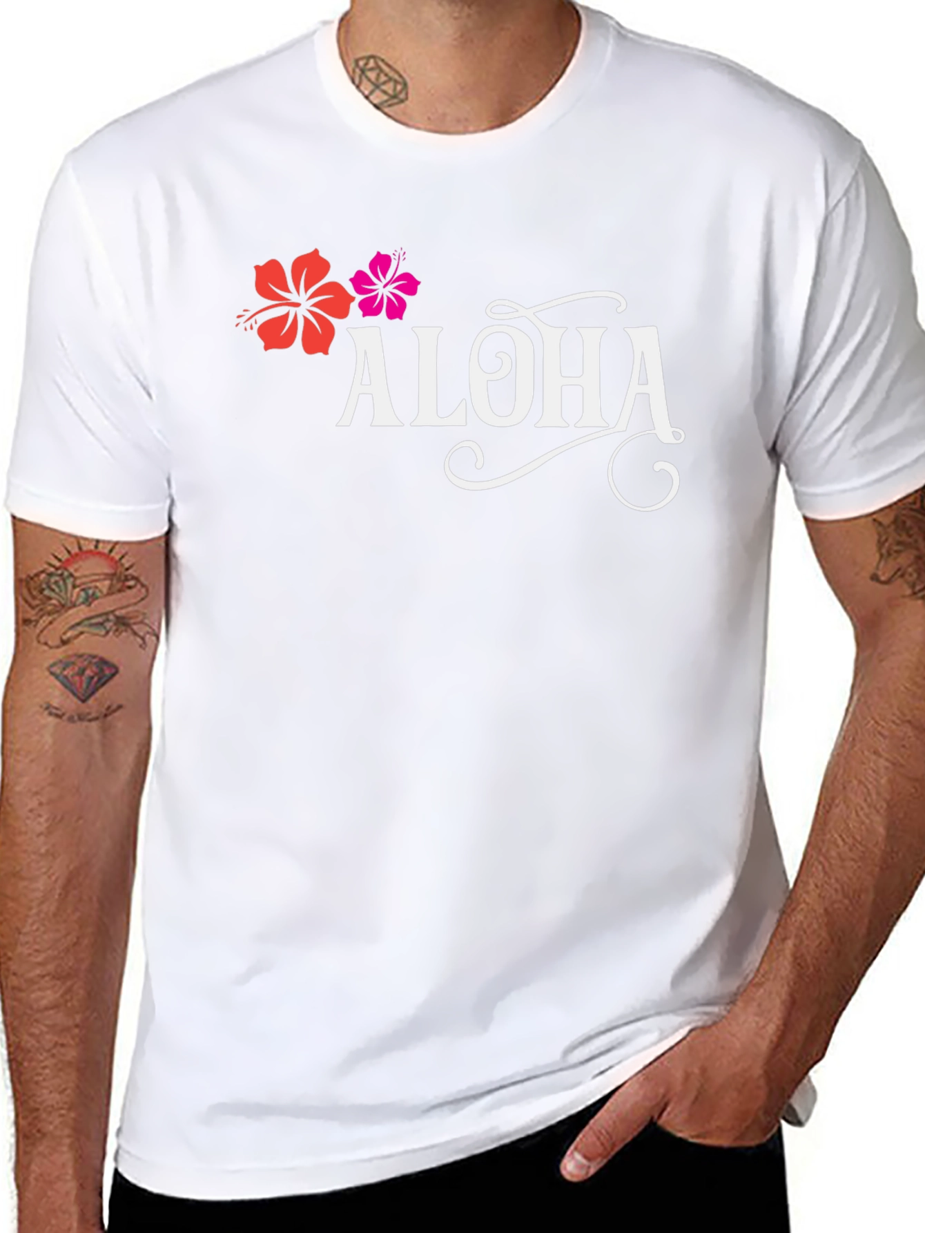 Aloha Flower Graphic T-Shirt - Black