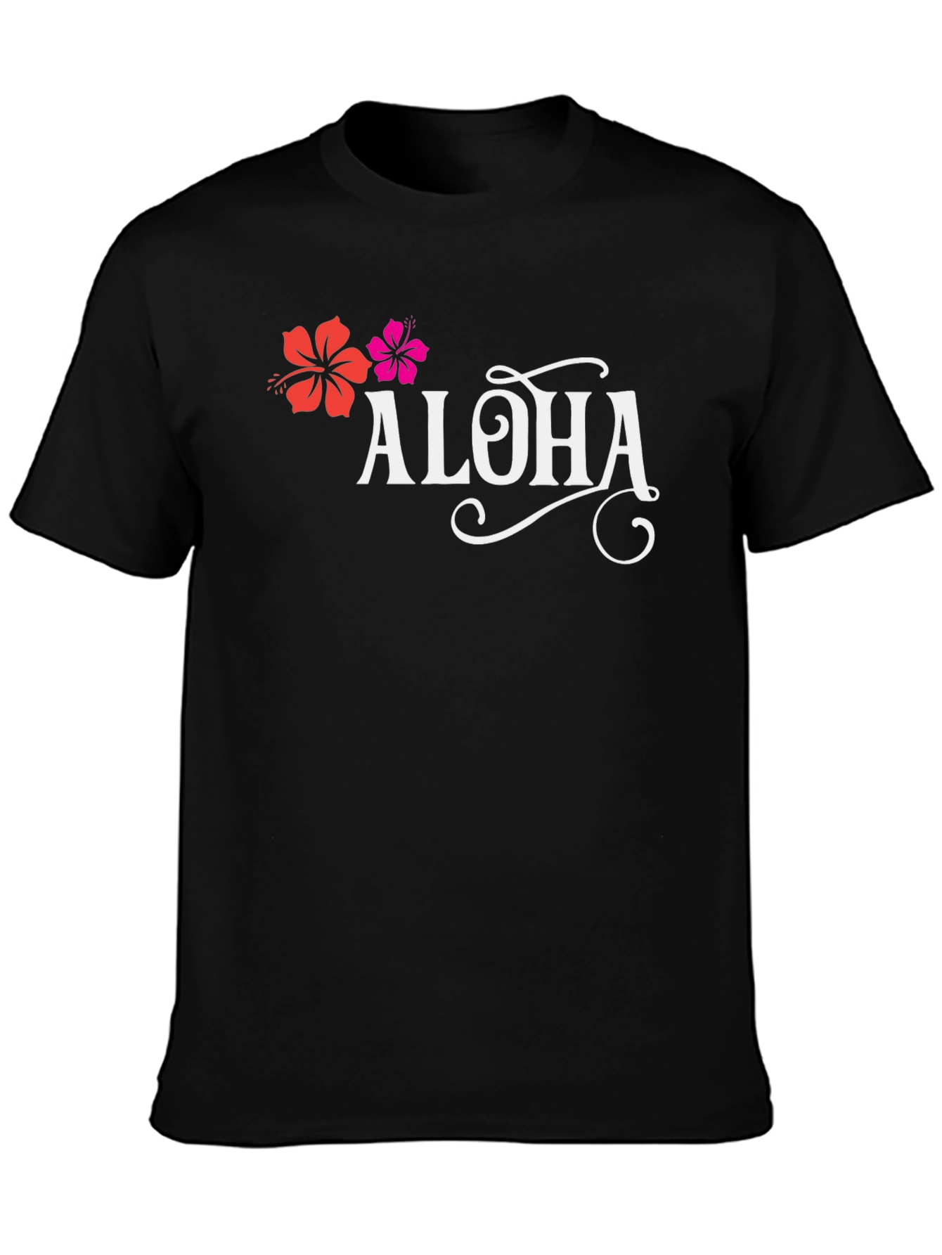 Aloha Flower Graphic T-Shirt - Black