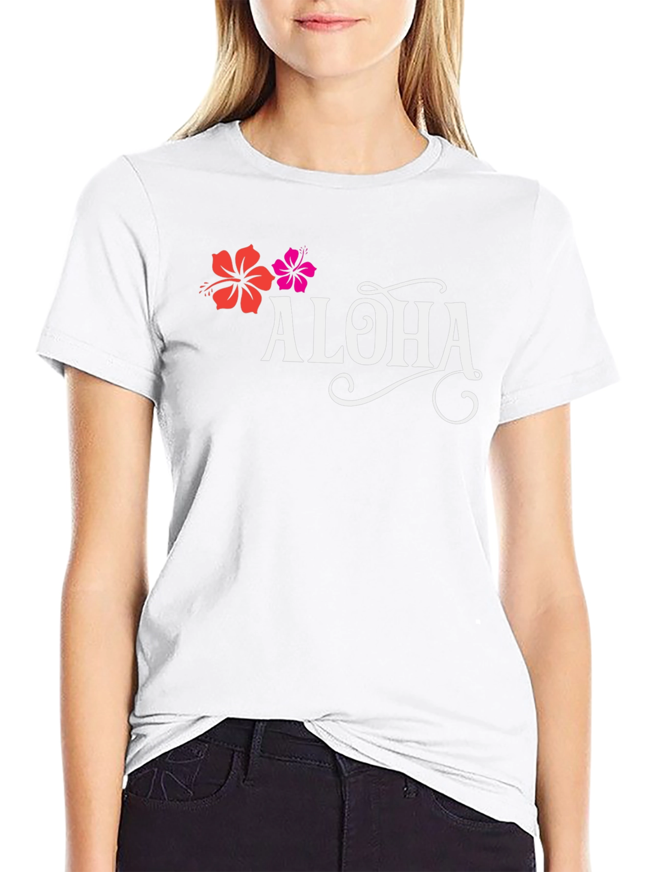 Aloha Flower Graphic T-Shirt - Black