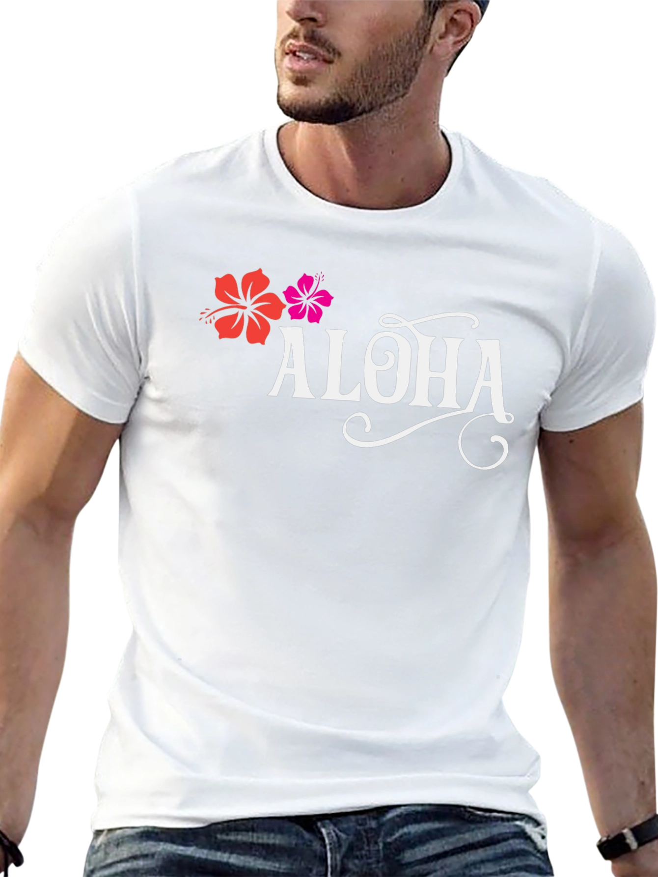 Aloha Flower Graphic T-Shirt - Black