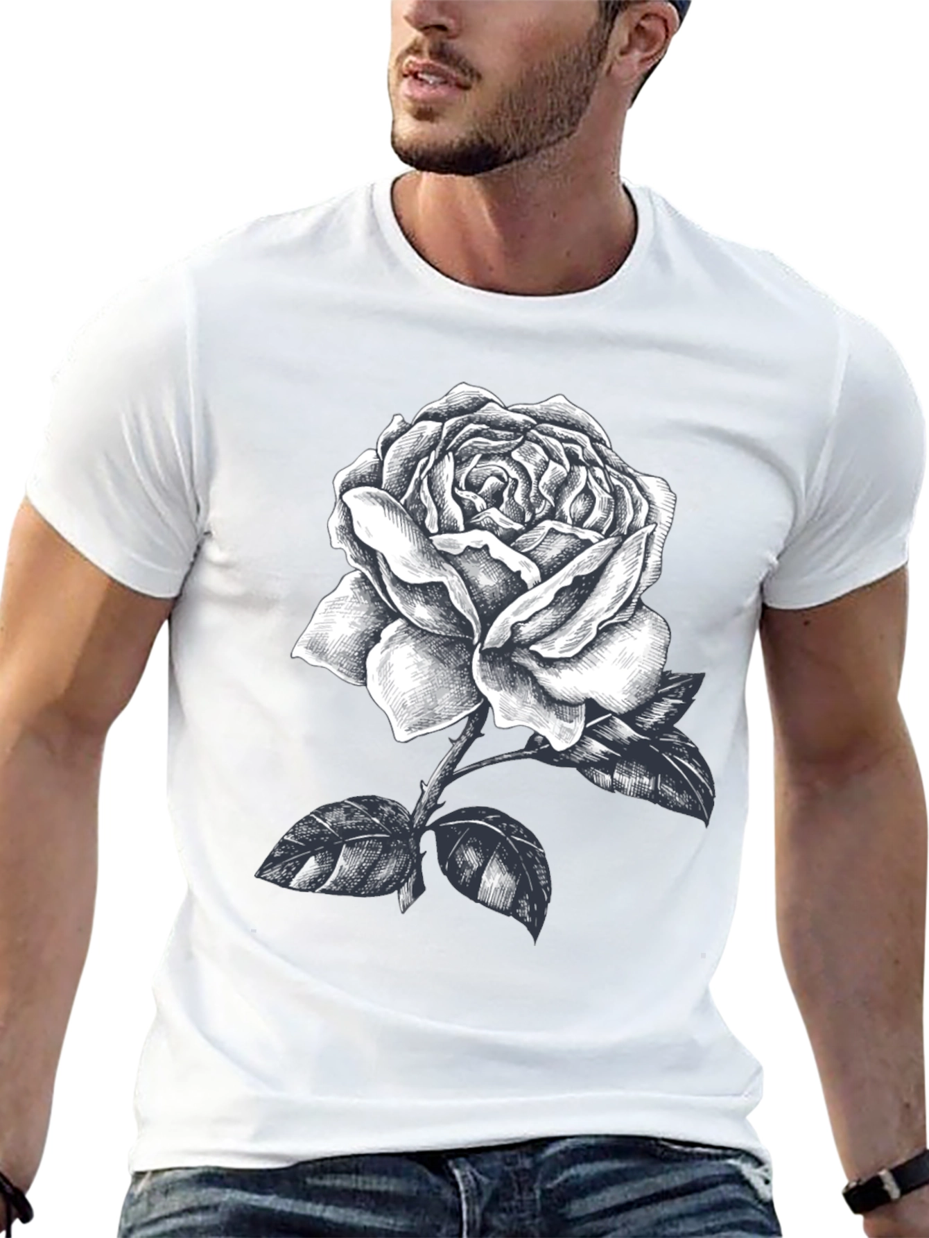 Rose Graphic Tee - Mens Black Short Sleeve