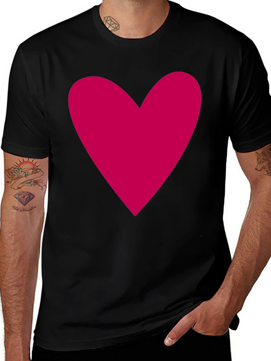Heart Graphic Black T-Shirt Casual Cotton Tee