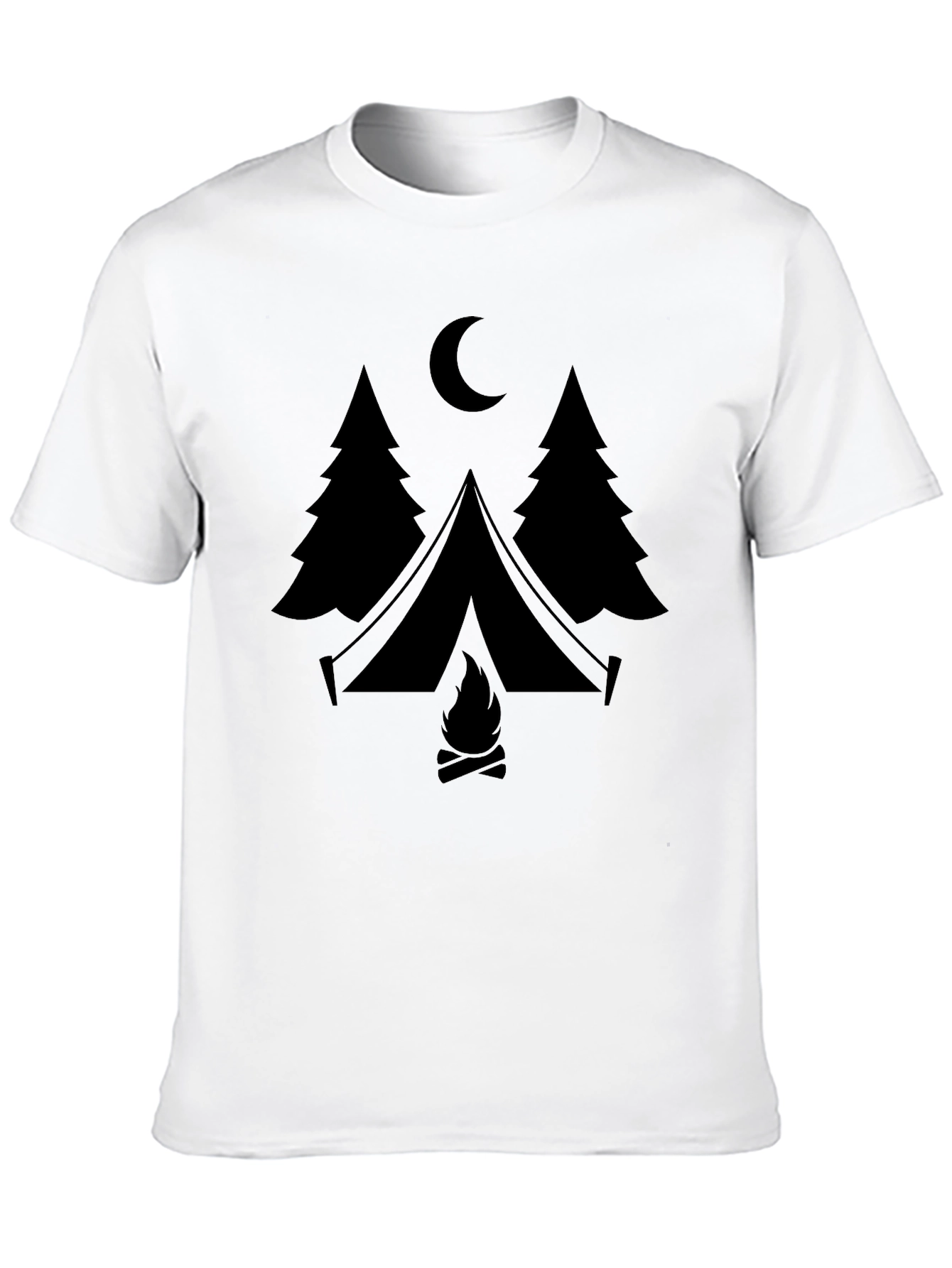 Camping Scene Graphic Tee - Black