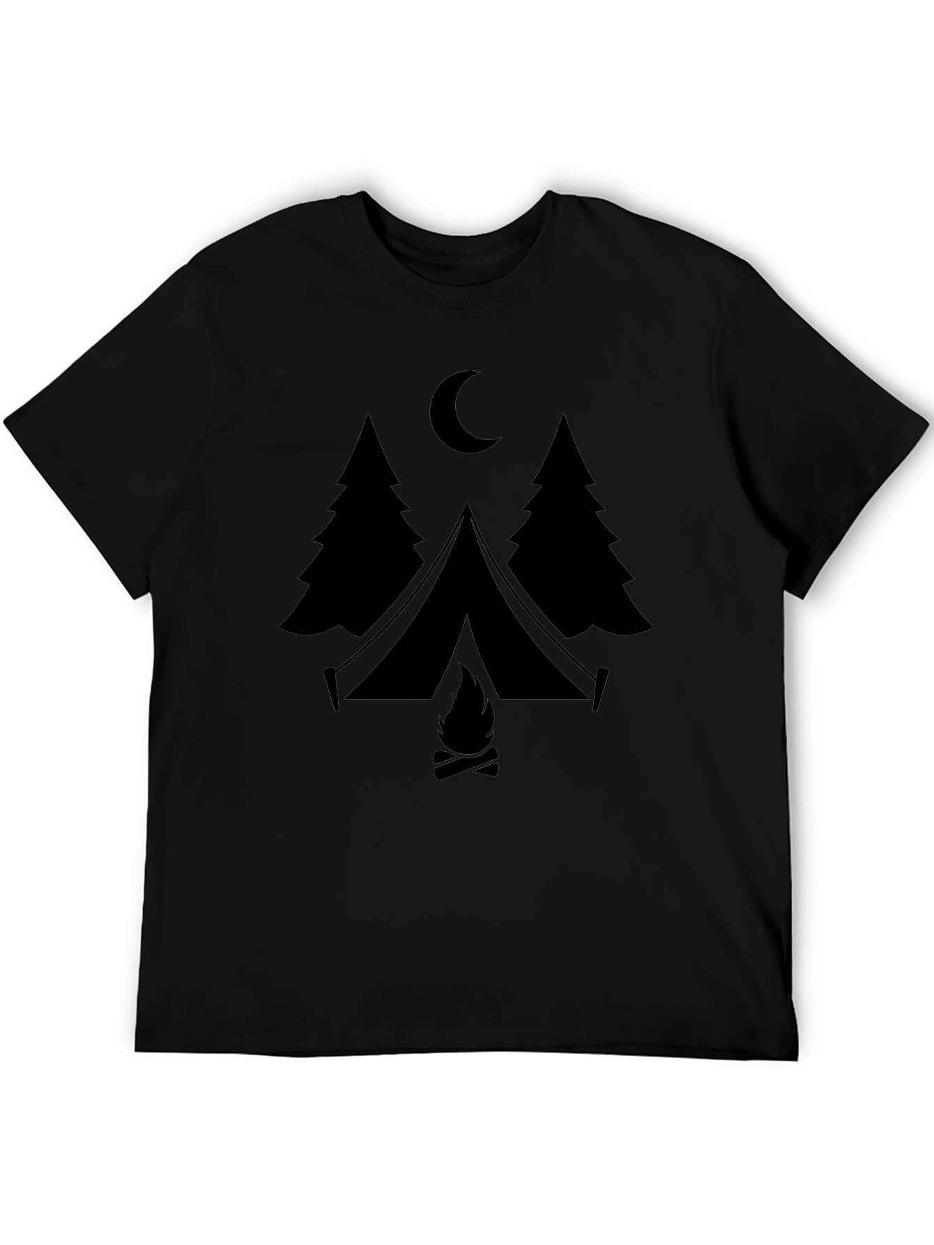 Camping Scene Graphic Tee - Black