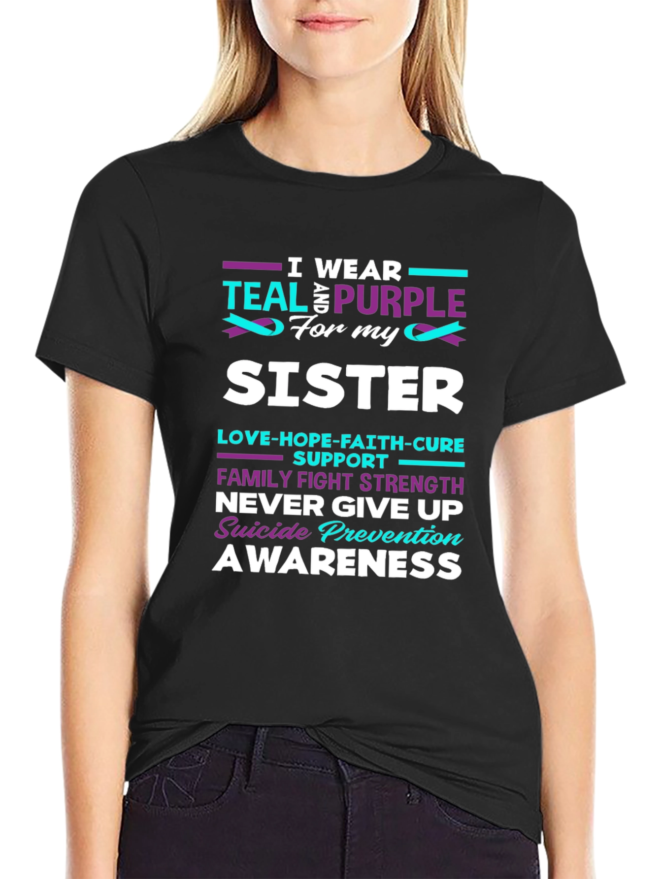 Teal & Purple Sister Suicide Awareness T-Shirt