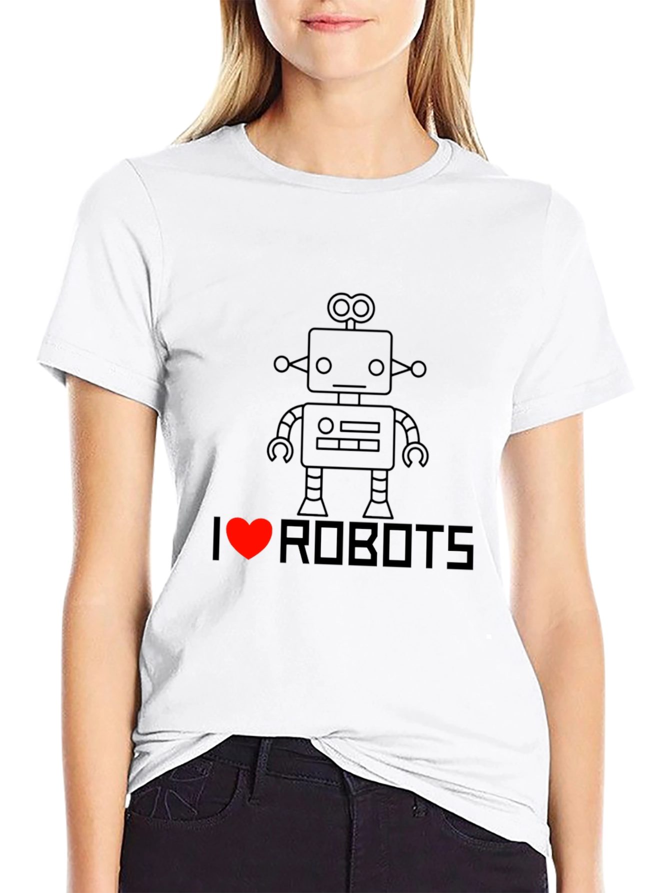 I Heart Robots T-Shirt - Black Graphic Tee