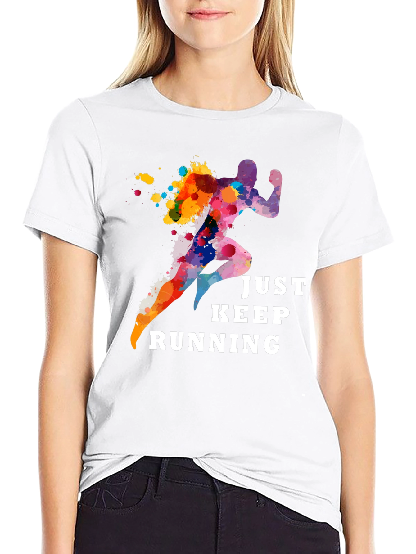Just Keep Running Graphic Tee - Black