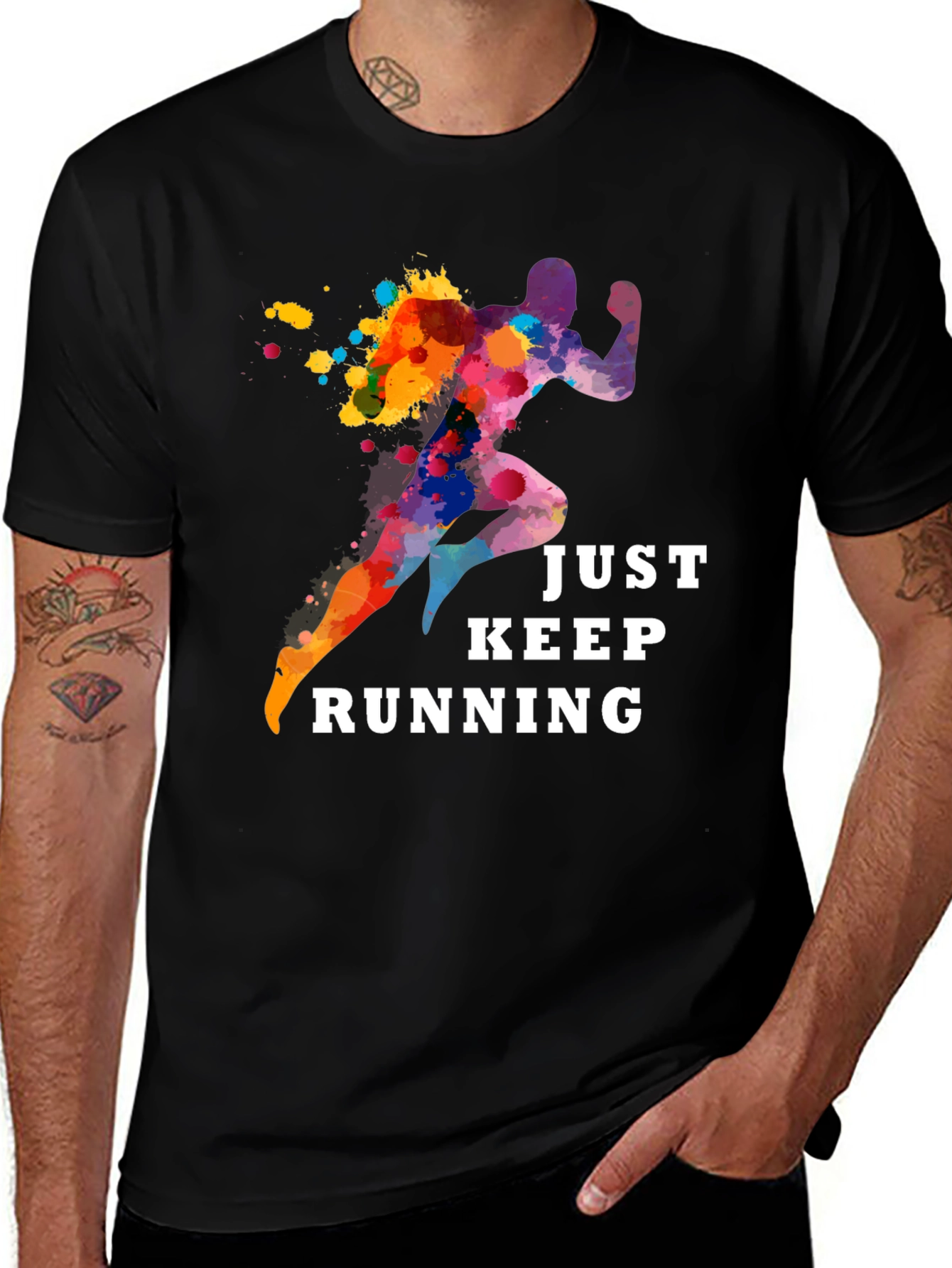 Just Keep Running Graphic Tee - Black