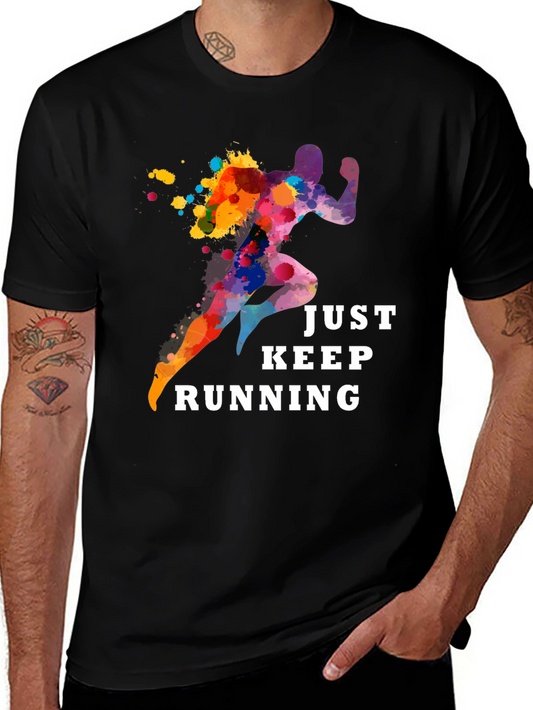 Just Keep Running Graphic Tee - Black