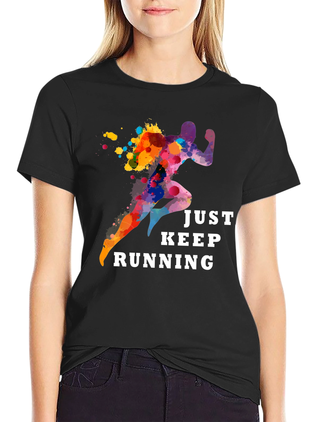 Just Keep Running Graphic Tee - Black