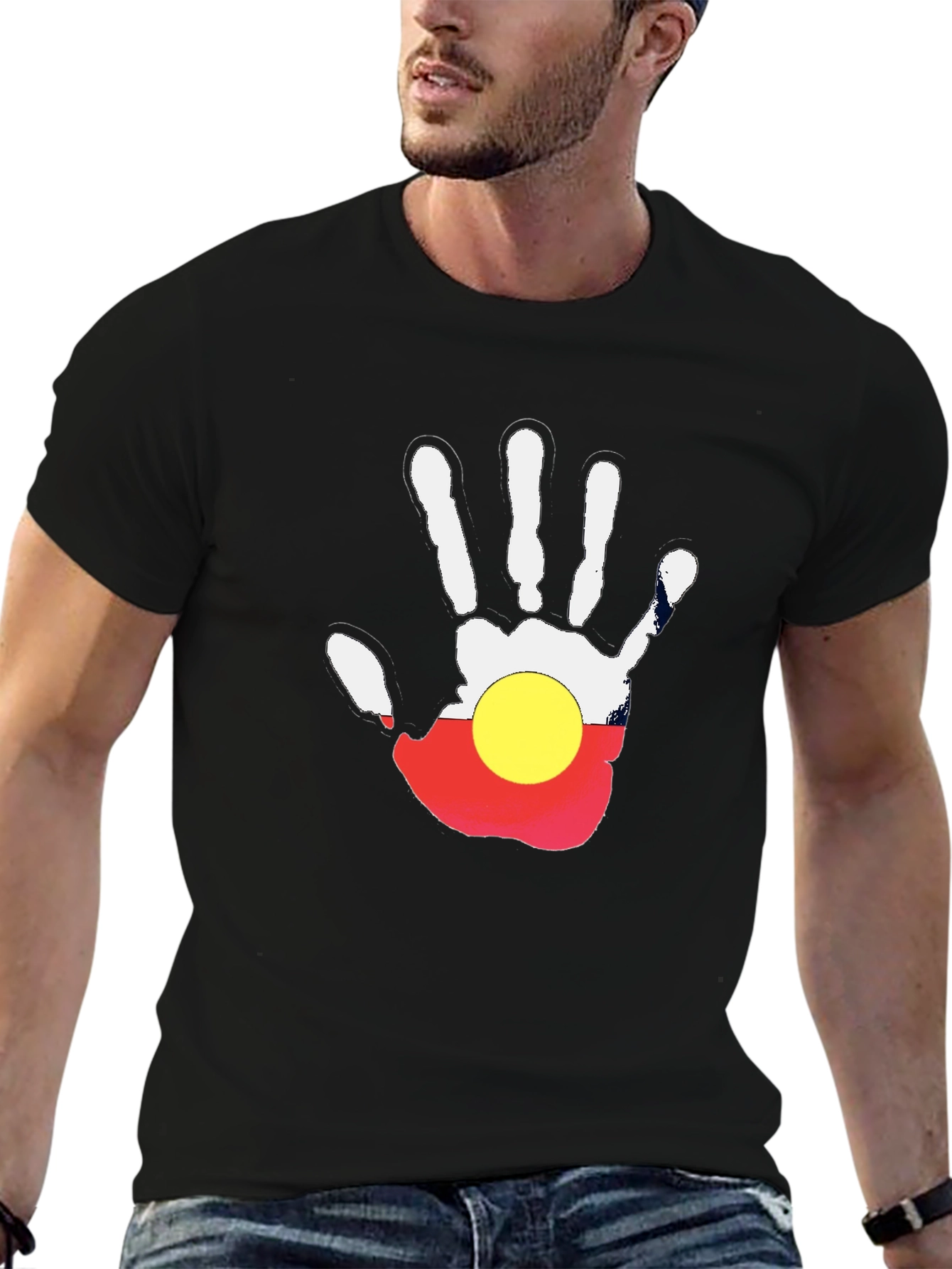 Aboriginal Flag Hand Print T-Shirt