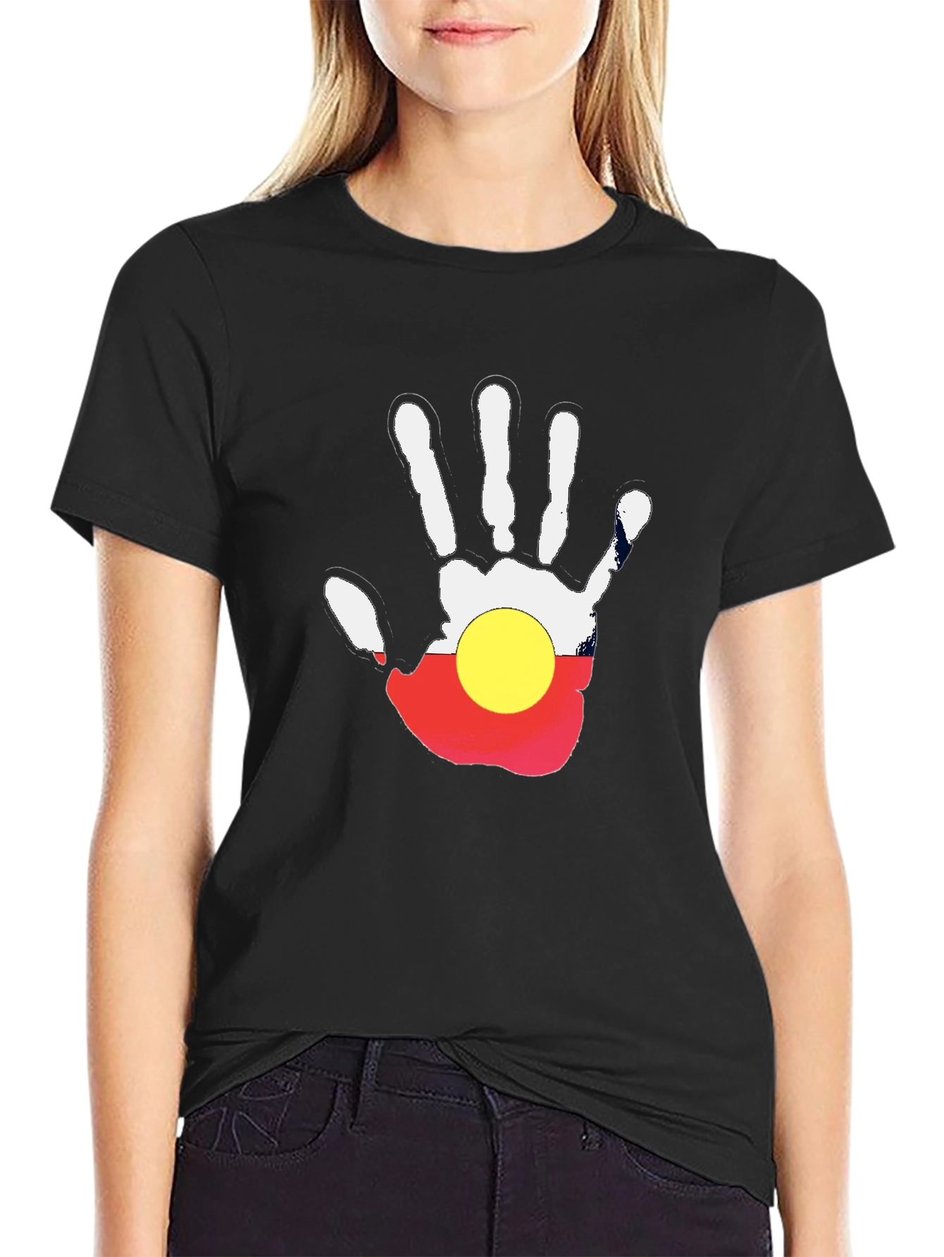 Aboriginal Flag Hand Print T-Shirt