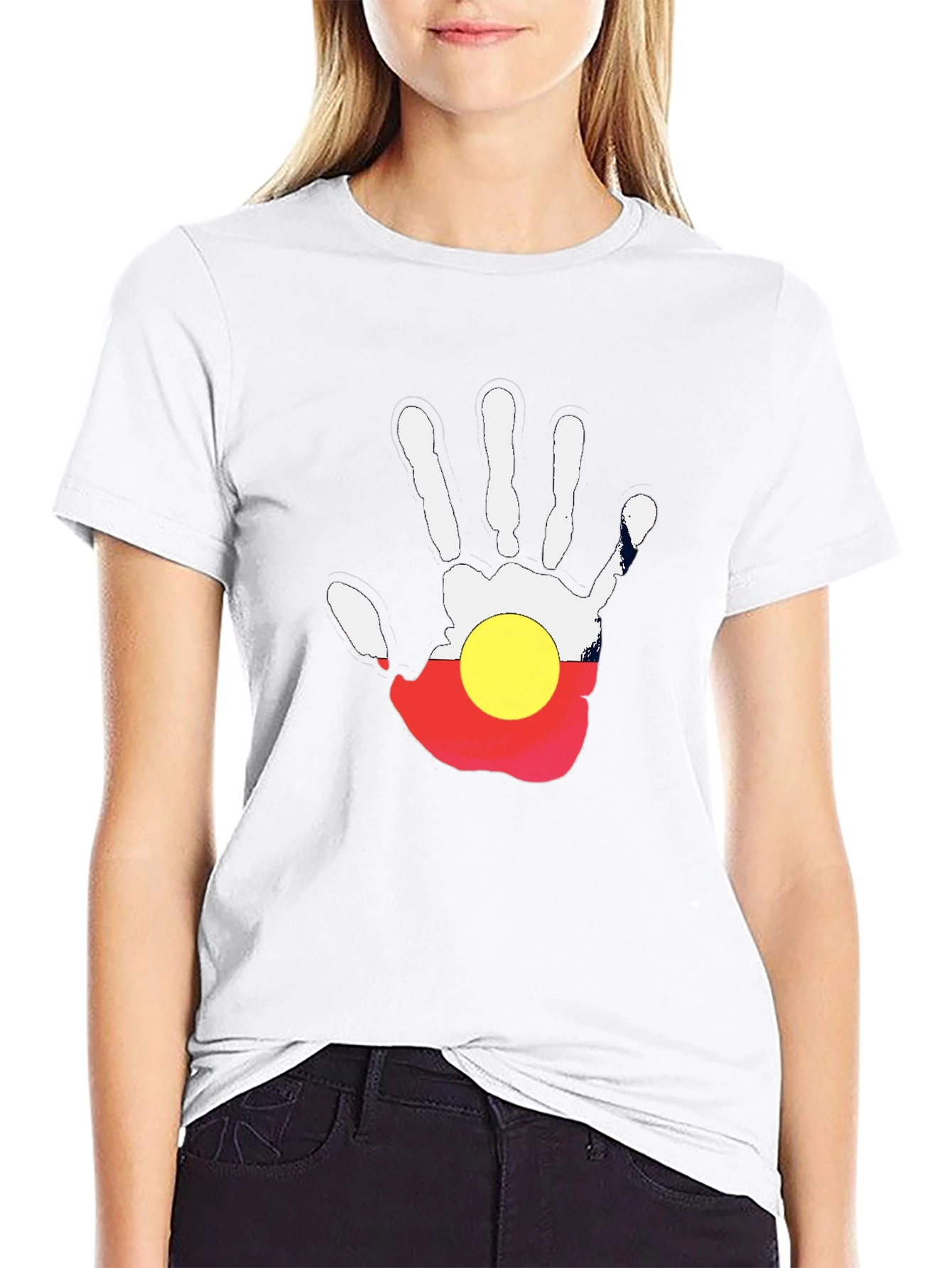 Aboriginal Flag Hand Print T-Shirt