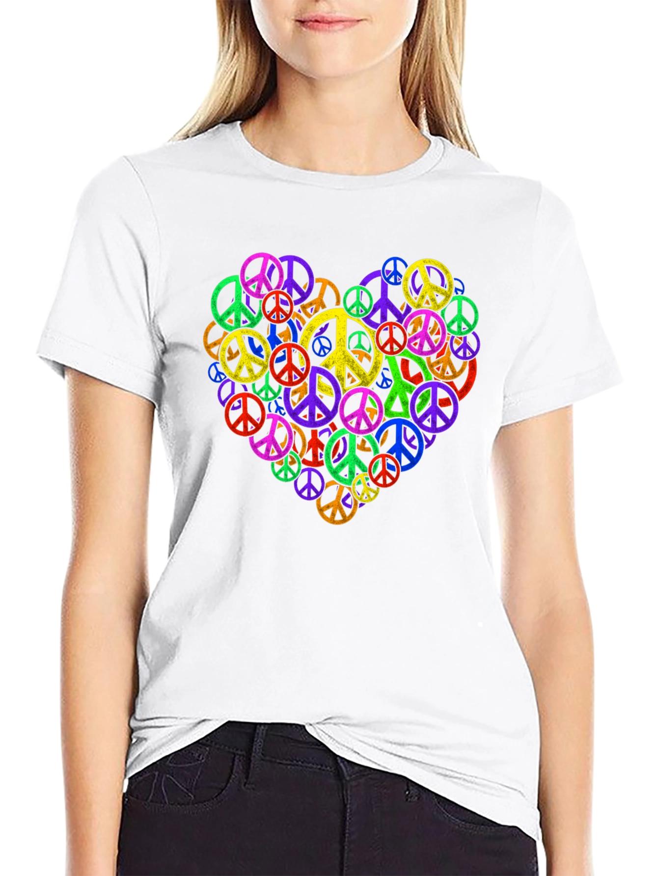 Peace Sign Heart Black T-Shirt