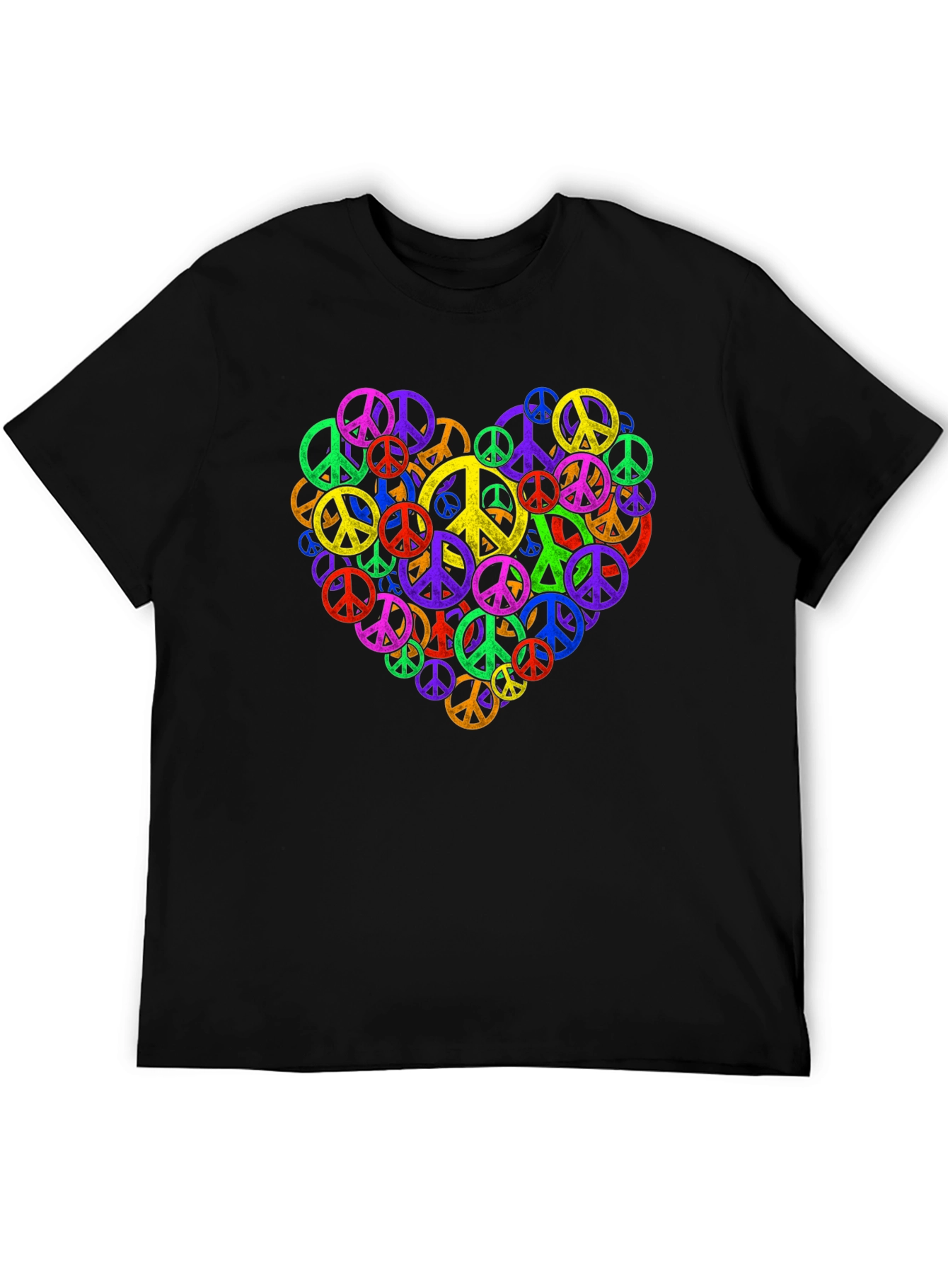 Peace Sign Heart Black T-Shirt