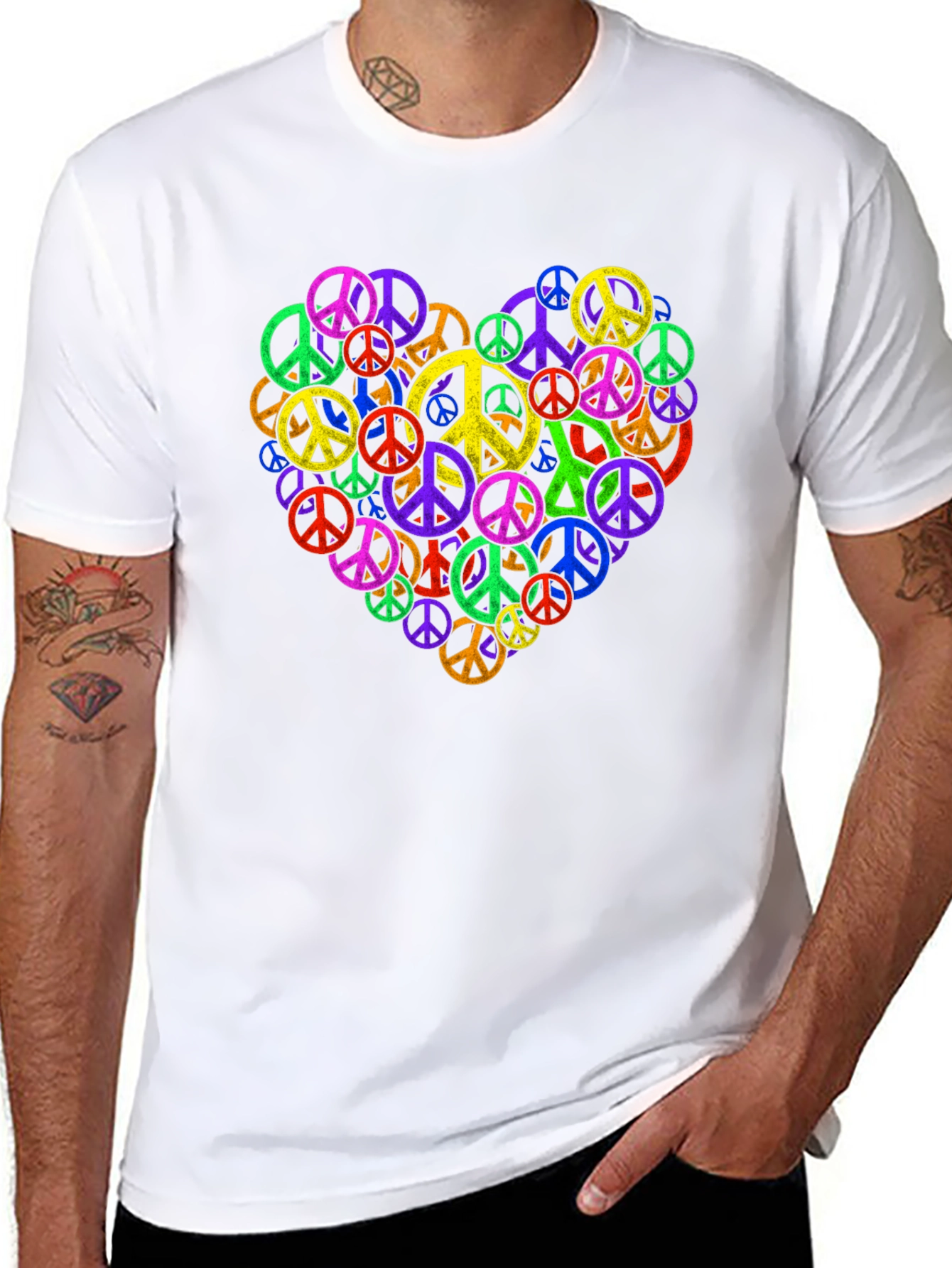 Peace Sign Heart Black T-Shirt