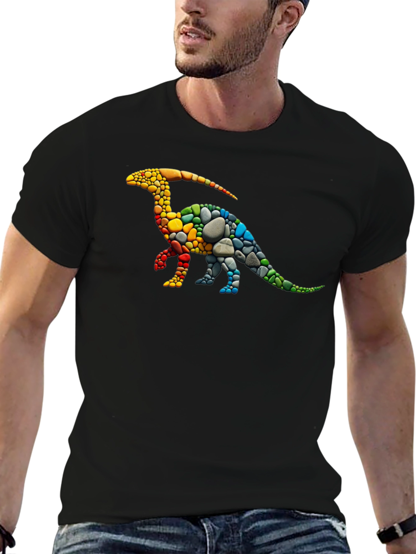 Dinosaur Stone T-Shirt - Rainbow Parasaurolophus