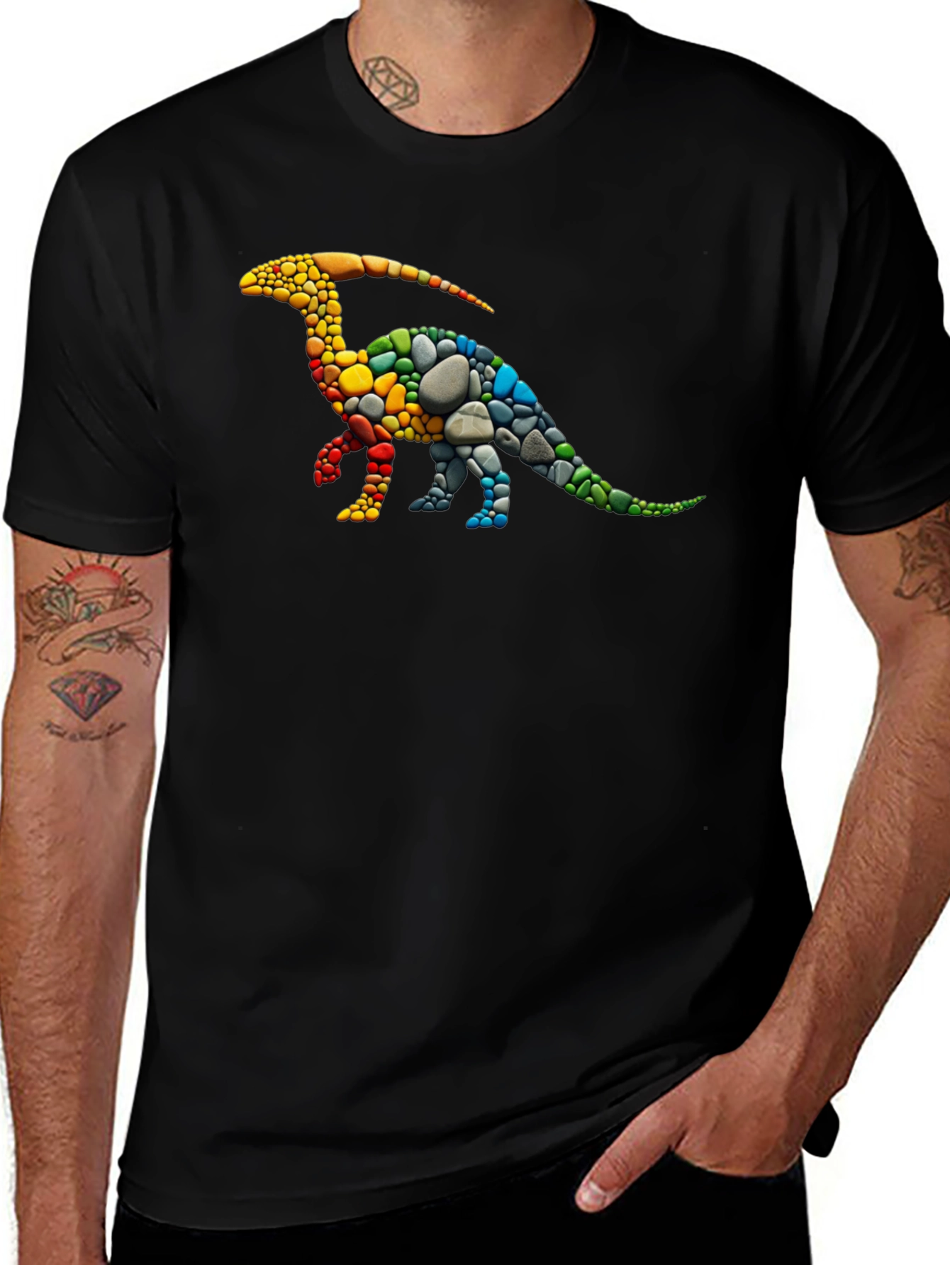 Dinosaur Stone T-Shirt - Rainbow Parasaurolophus