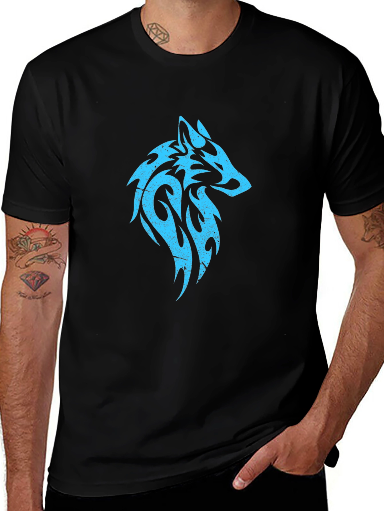 Tribal Wolf Graphic Print Tee