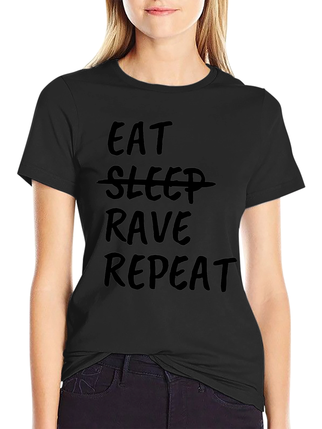 Eat Rave Repeat Black Graphic Tee