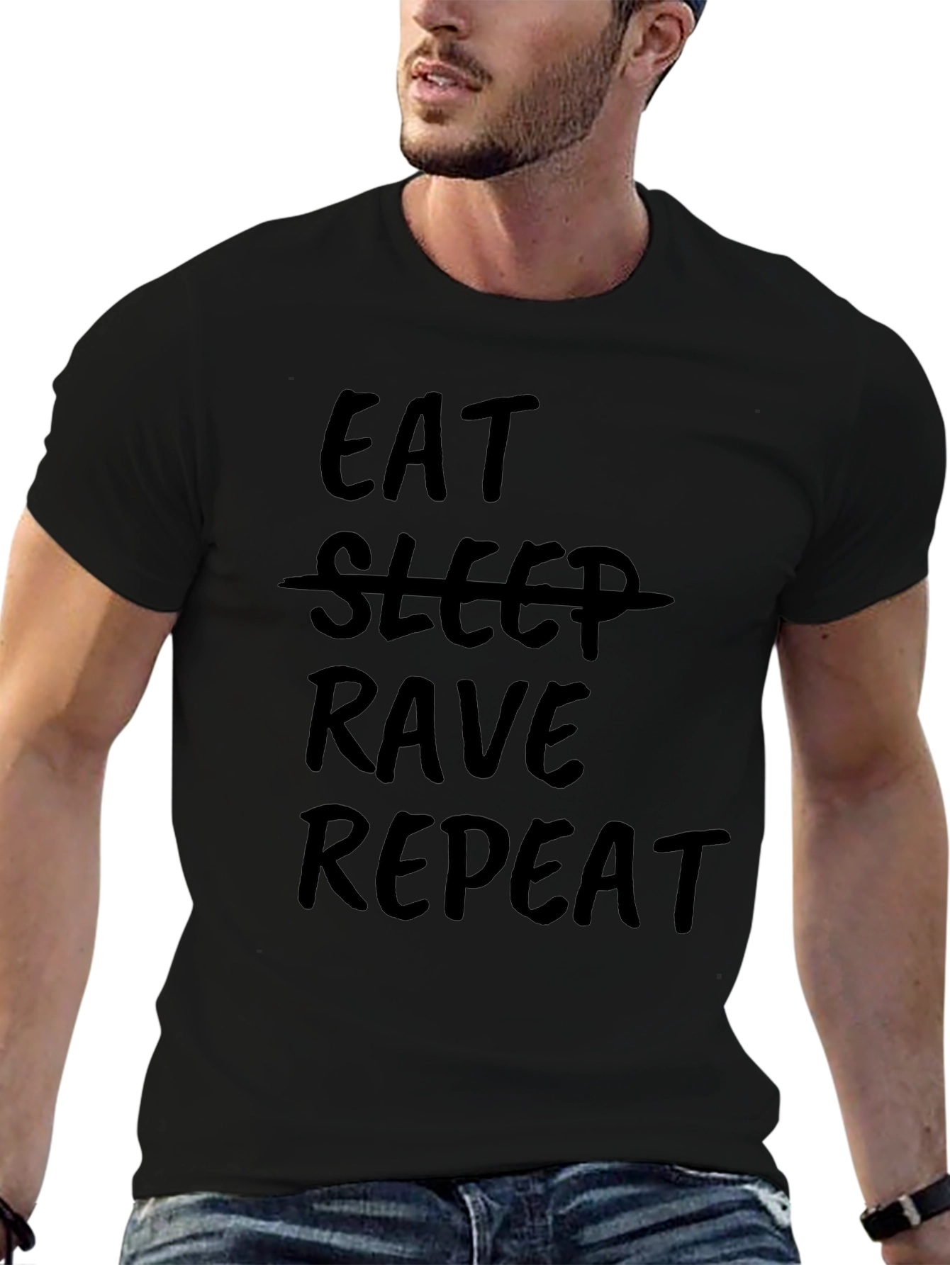 Eat Rave Repeat Black Graphic Tee