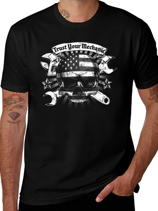 Trust Your Mechanic Skull Graphic T-Shirt