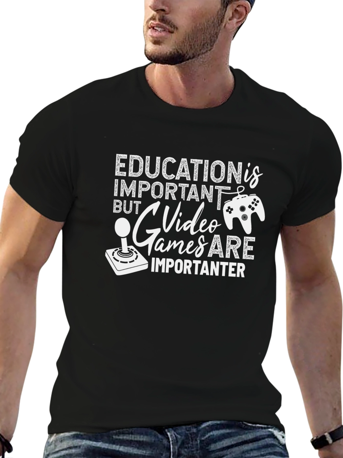 Funny Gamer T-Shirt - Education vs. Video Games