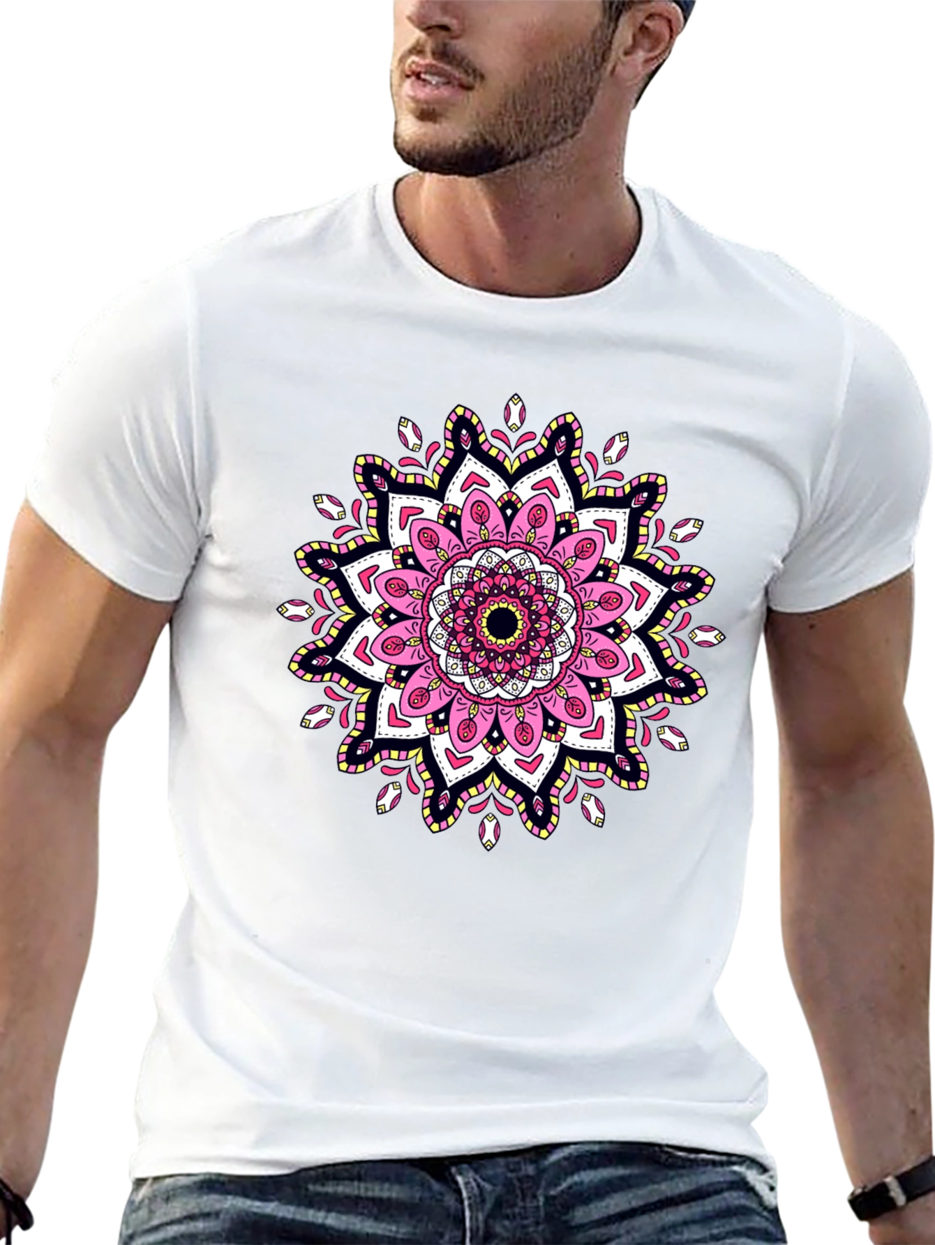 Mandala Print Black T-Shirt