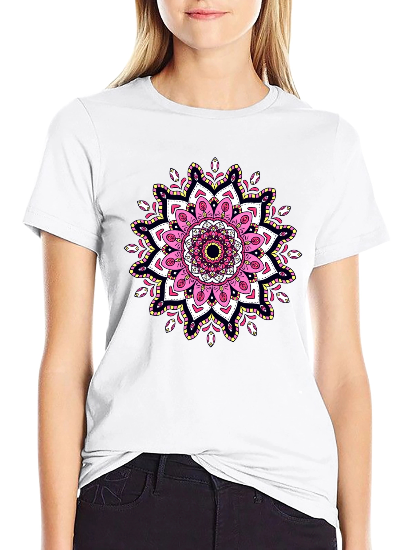 Mandala Print Black T-Shirt