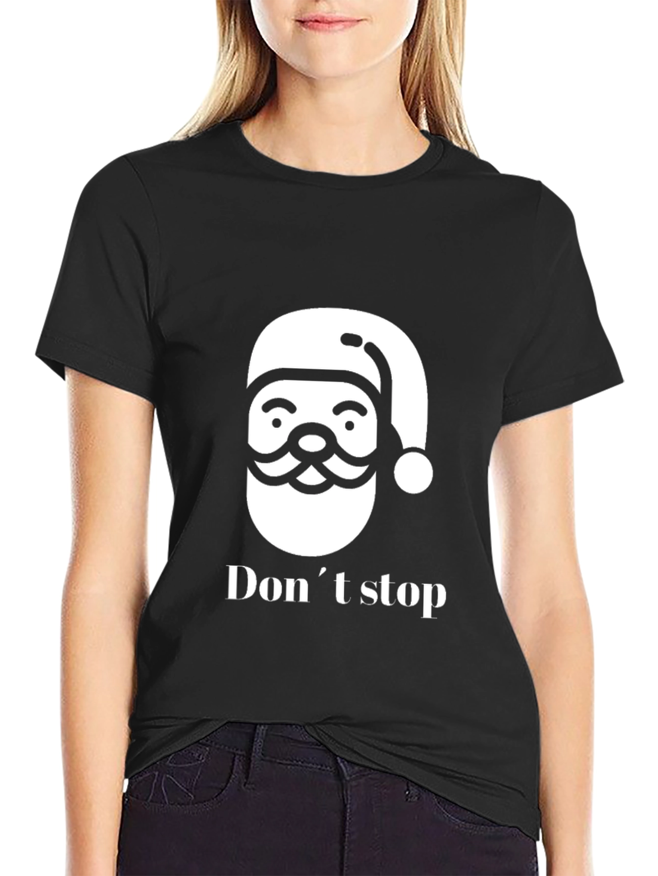 Festive Santa Dont Stop Black T-Shirt