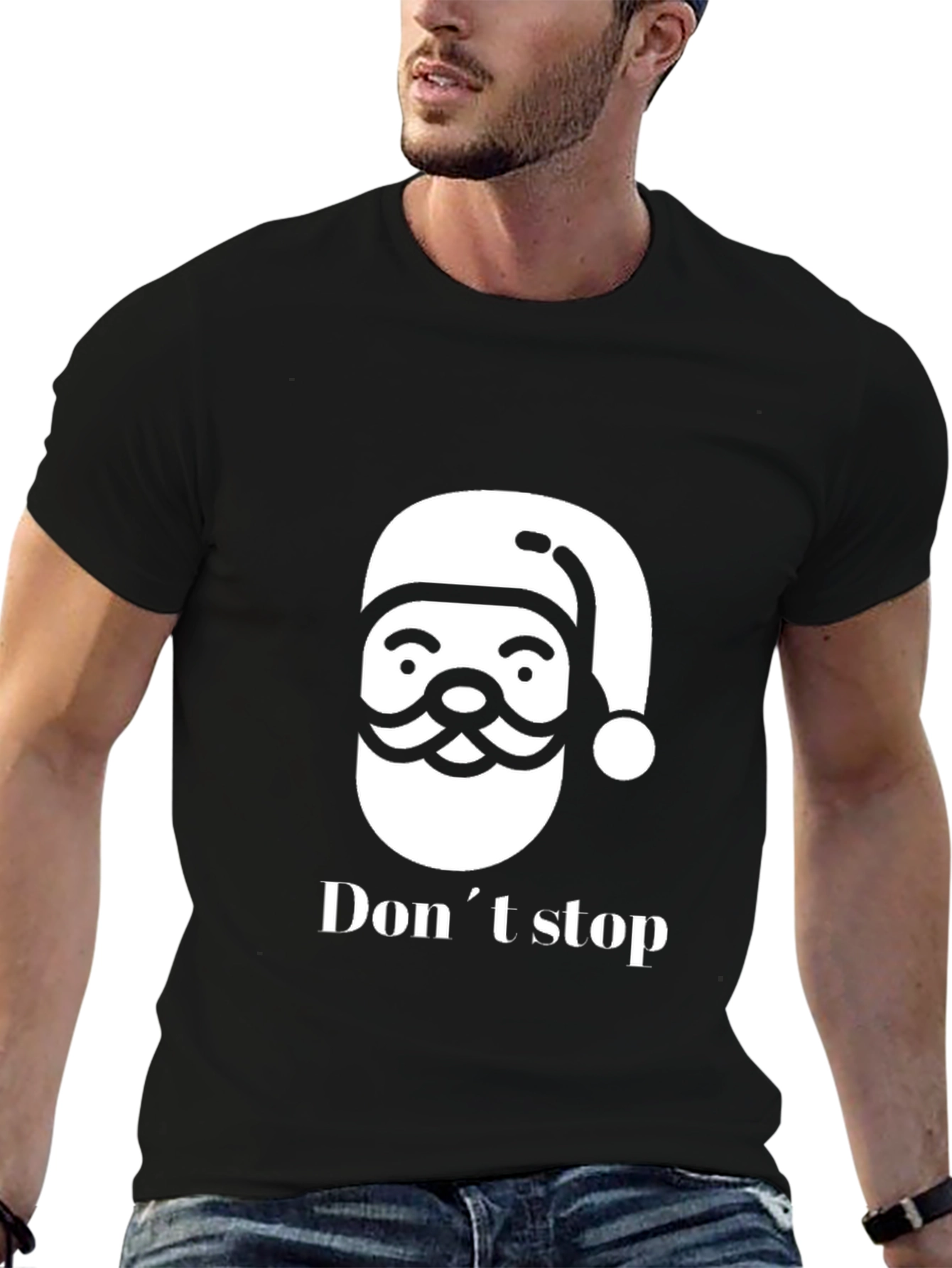 Festive Santa Dont Stop Black T-Shirt