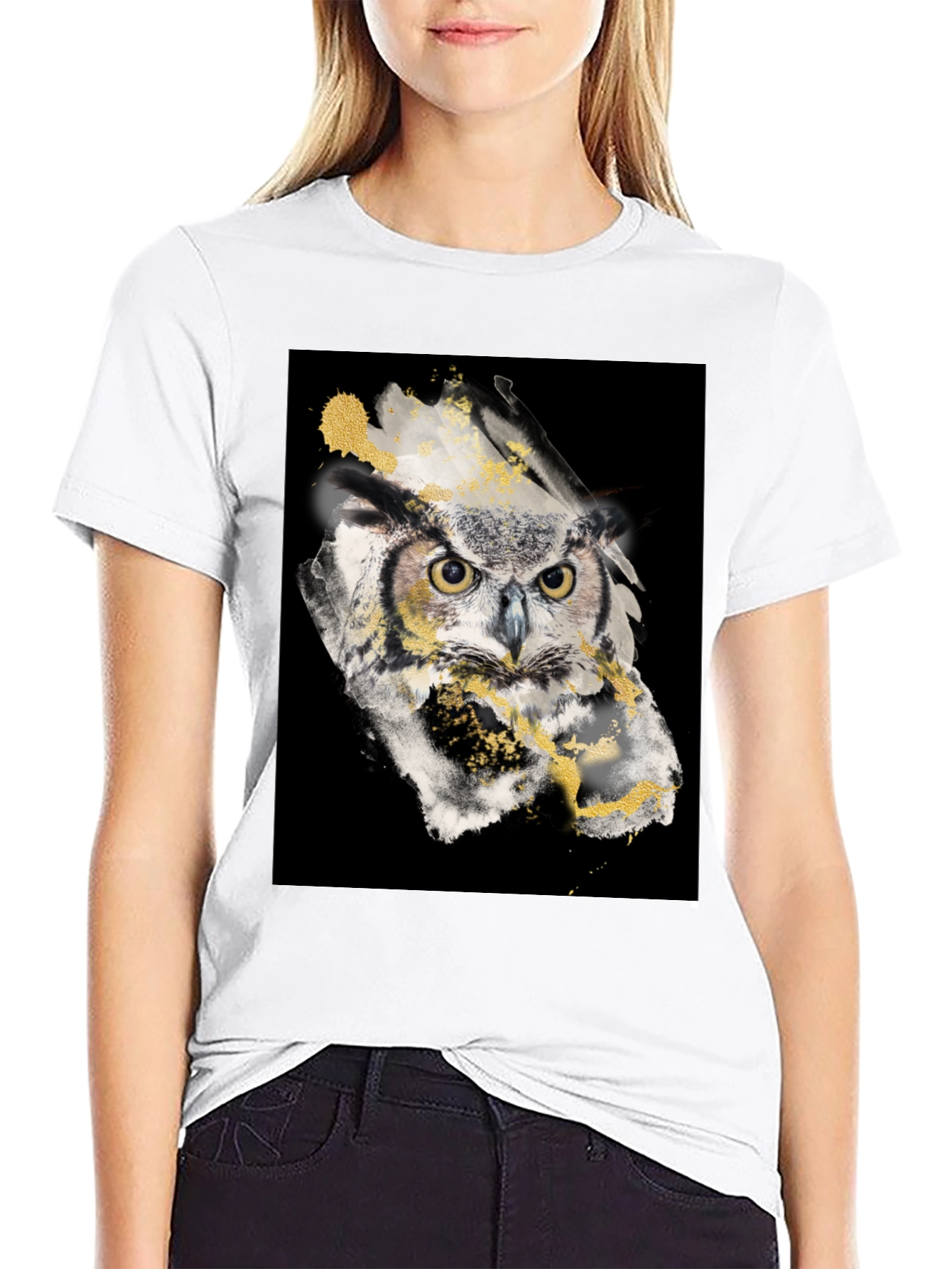 Owl Art Black T-Shirt - Mens Graphic Tee