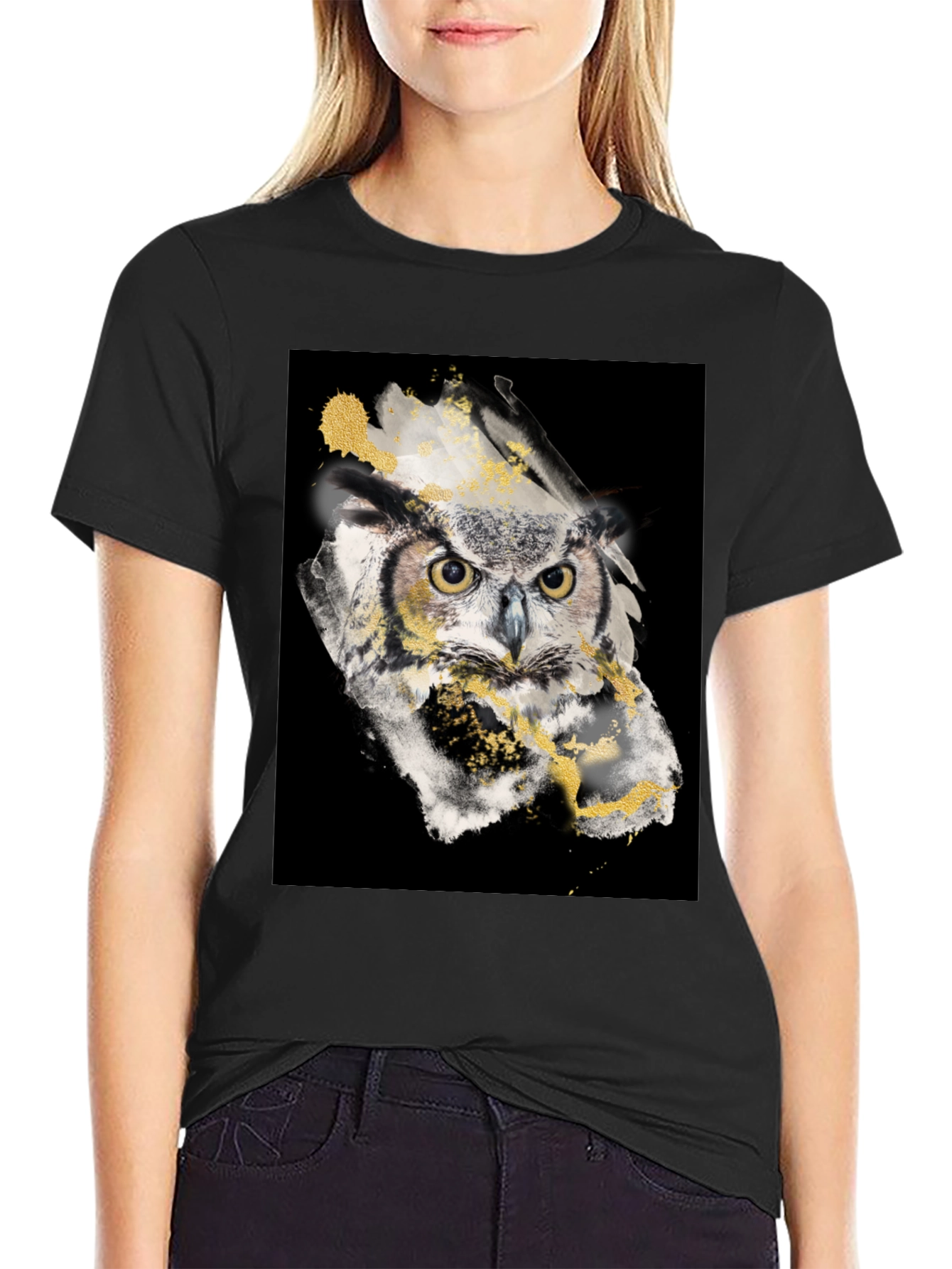 Owl Art Black T-Shirt - Mens Graphic Tee