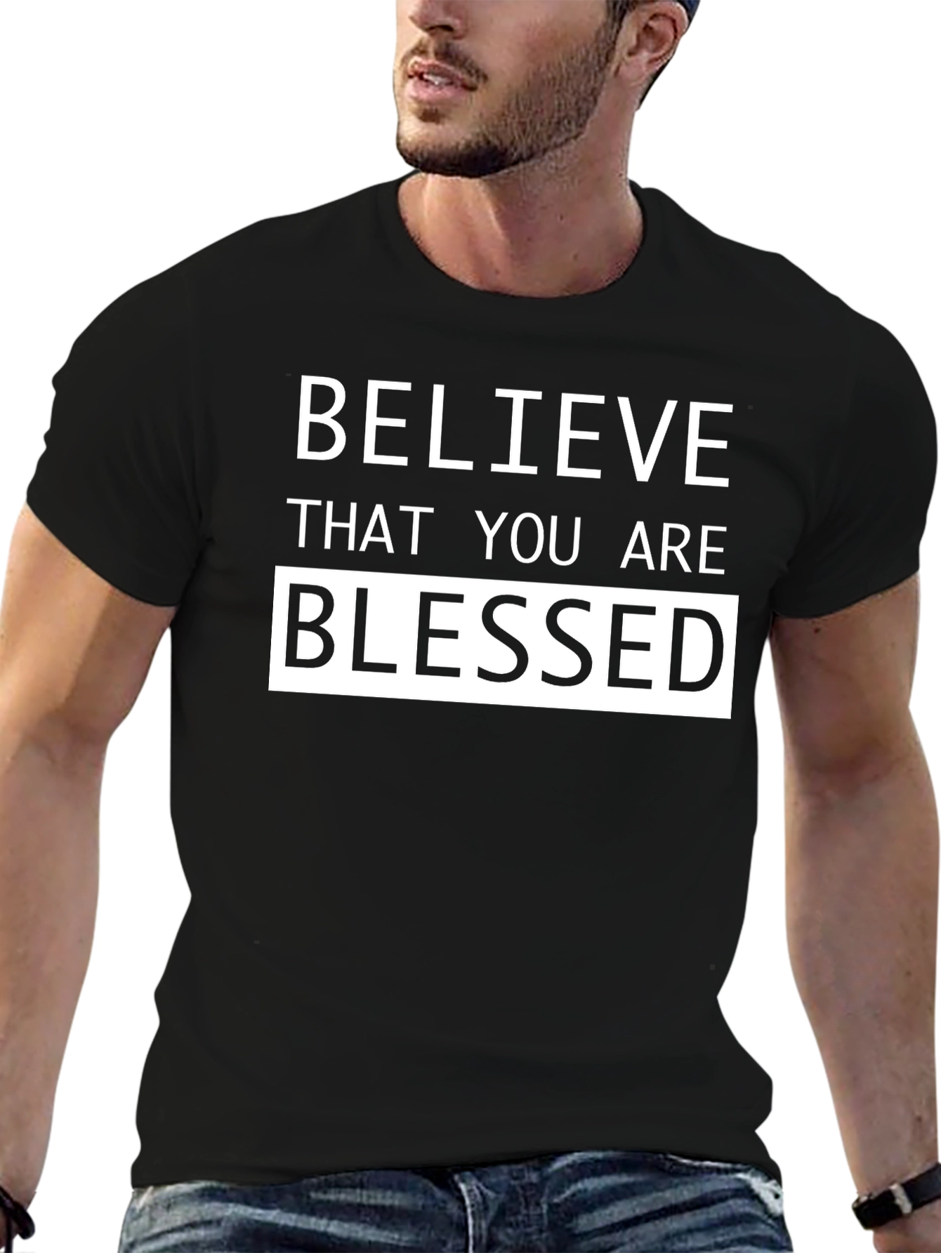 Believe Blessed Graphic Tee - Mens Black T-Shirt