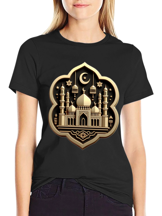 Golden Mosque Graphic Tee - Stylish Islamic Design