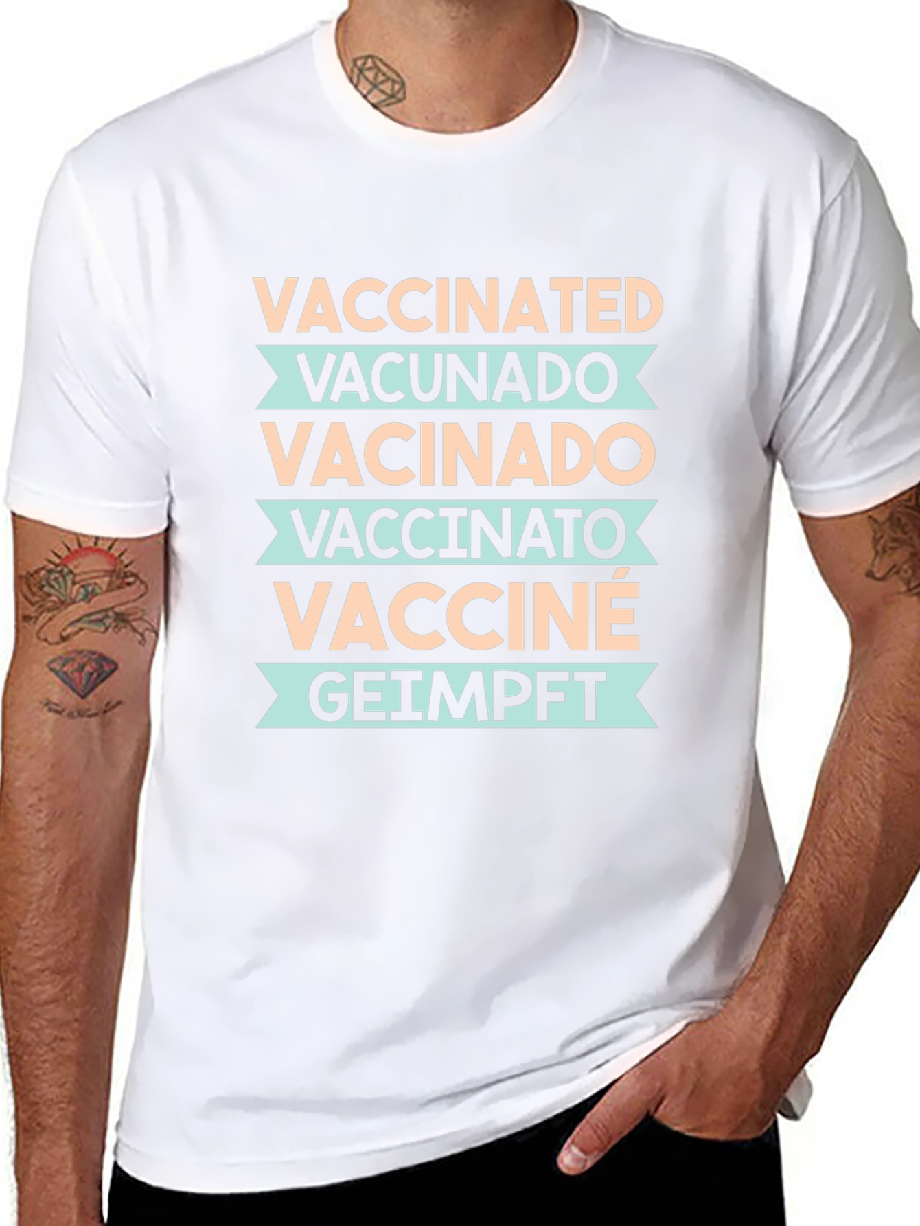 Vaccinated Languages Graphic Tee - Unisex Black T-Shirt