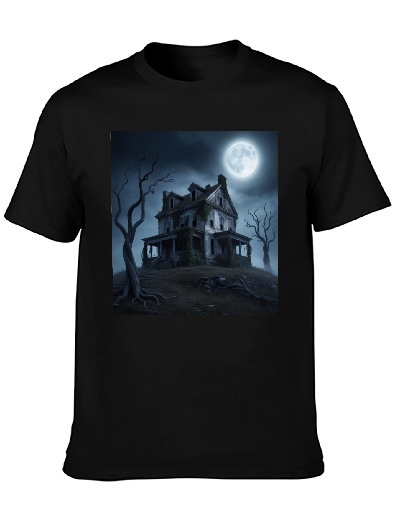Haunted House Graphic Tee - Spooky Halloween Shirt