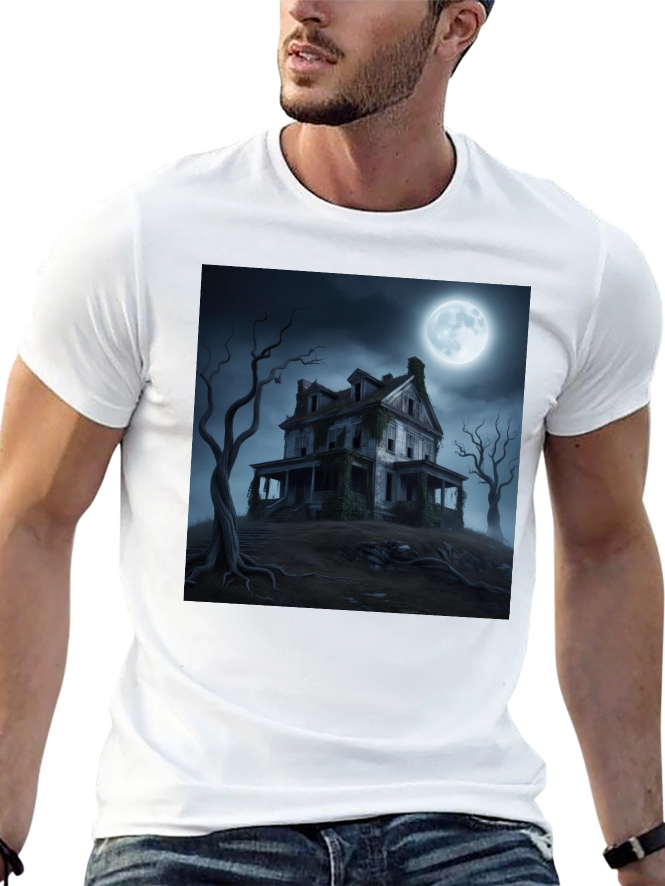 Haunted House Graphic Tee - Spooky Halloween Shirt