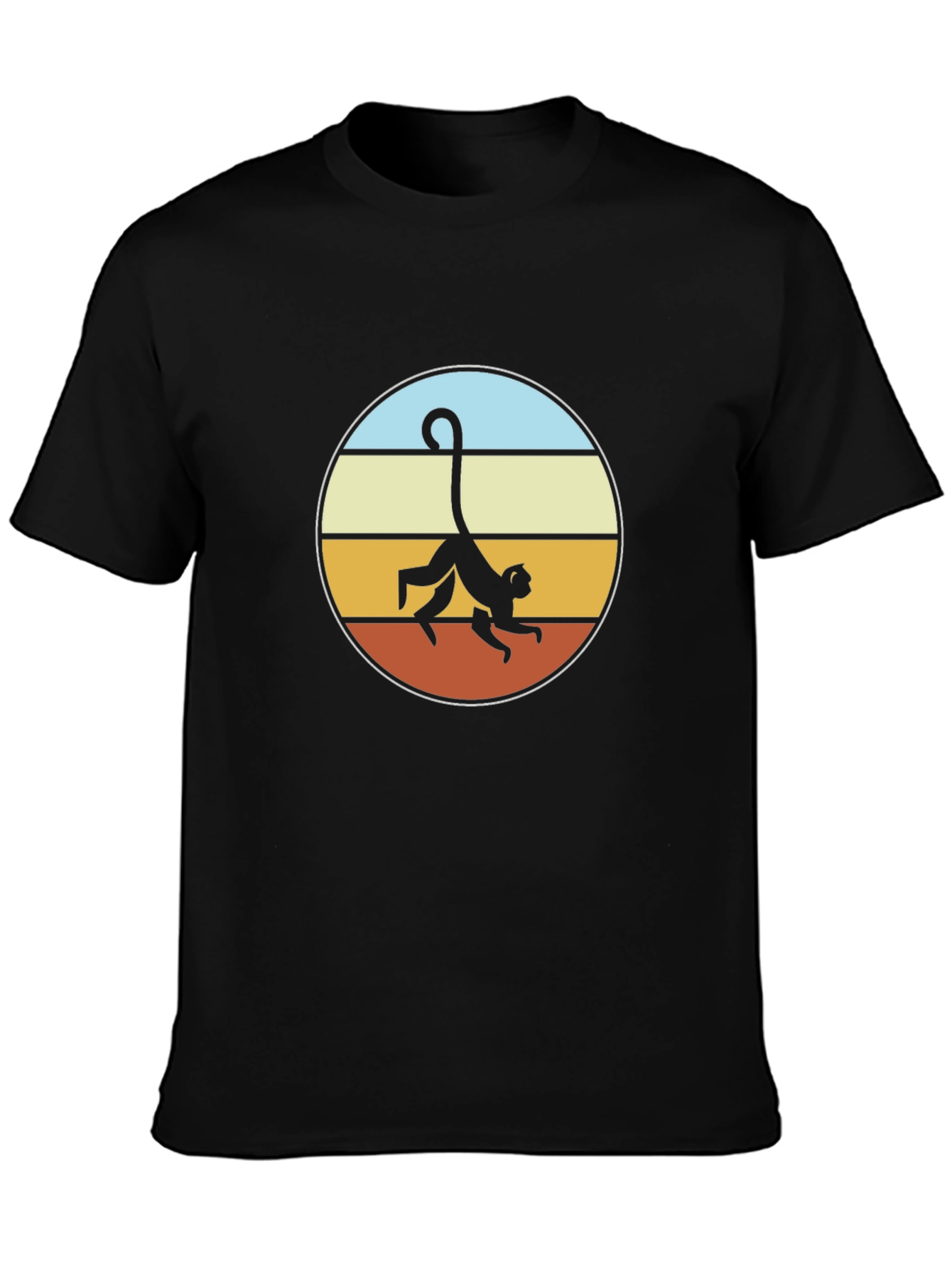 Retro Monkey Graphic Tee - Black Cotton T-Shirt