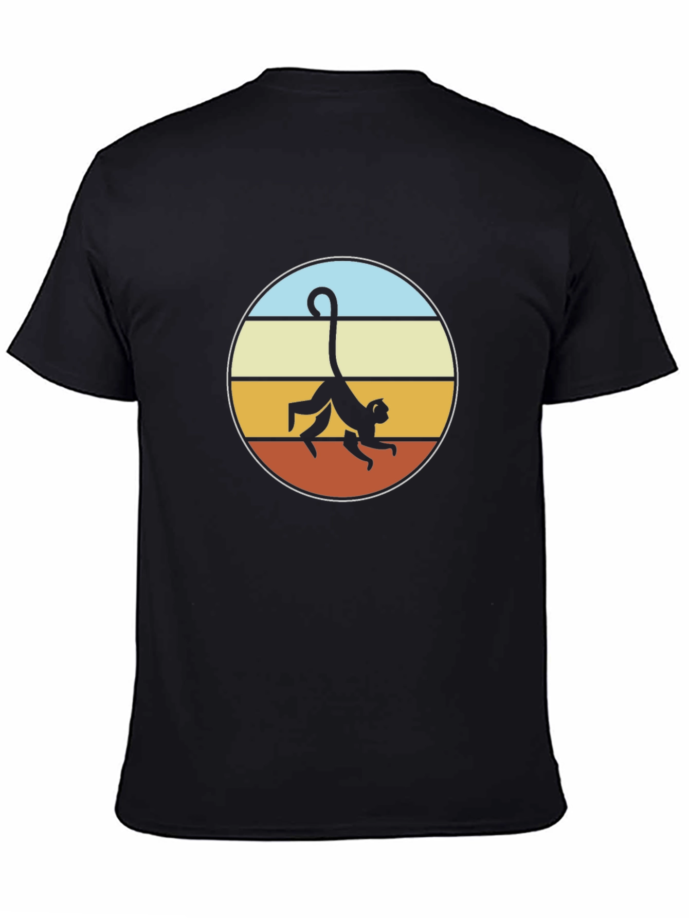 Retro Monkey Graphic Tee - Black Cotton T-Shirt
