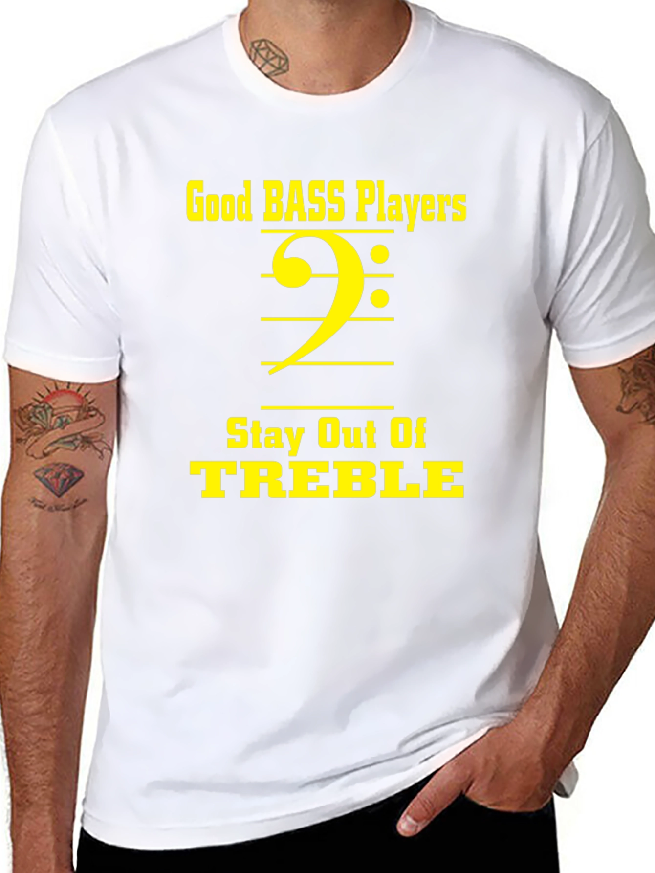 Good Bass Players Stay Out of Treble Black T-Shirt
