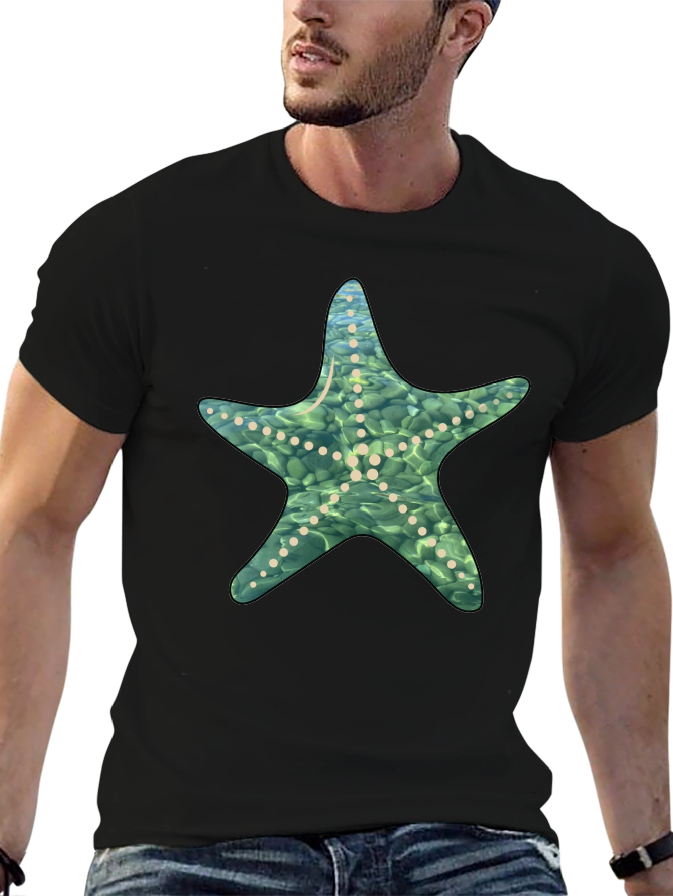 Starfish Graphic Black T-Shirt