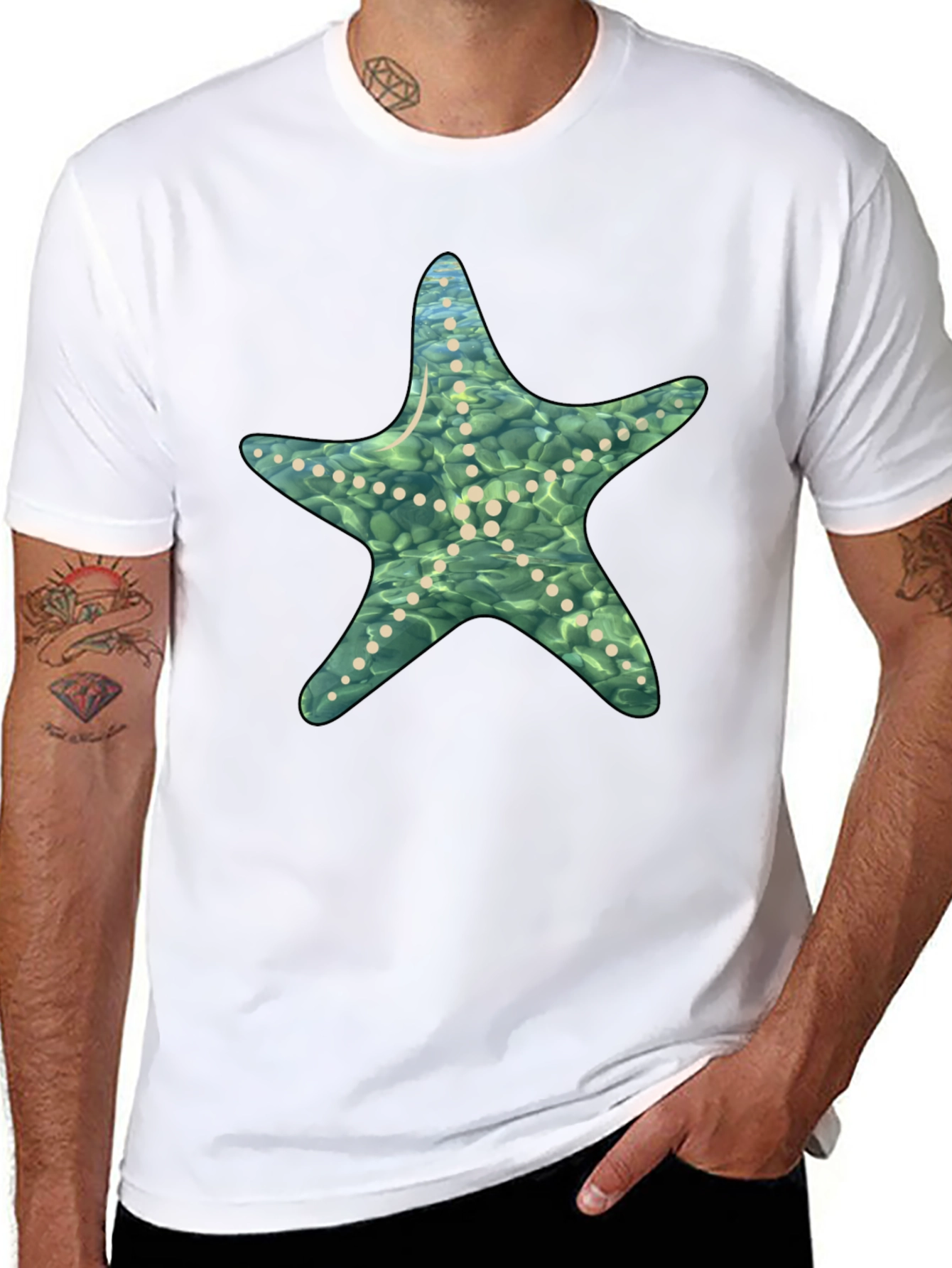 Starfish Graphic Black T-Shirt