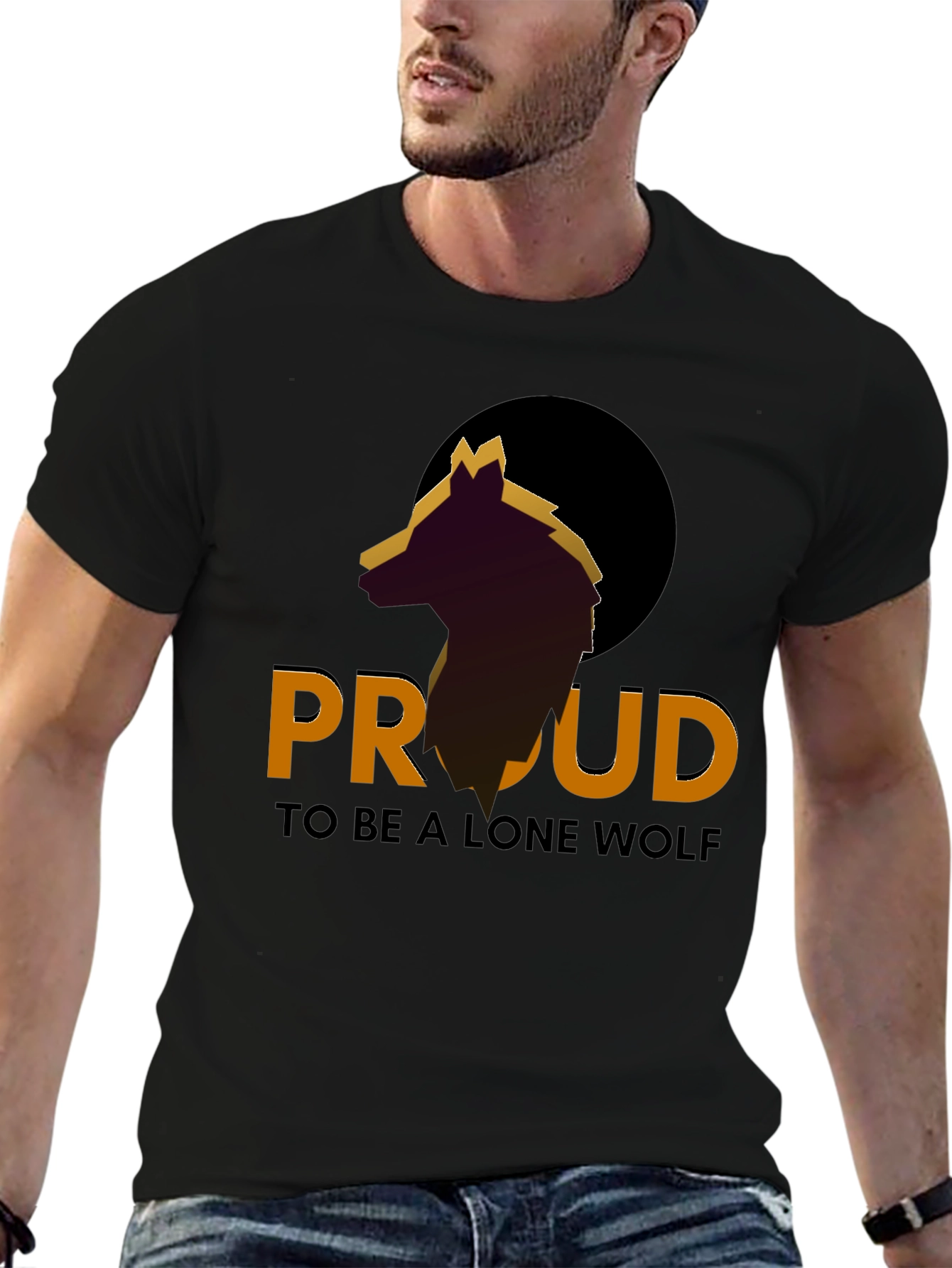 Proud Lone Wolf Graphic Tee - Stylish Mens T-Shirt