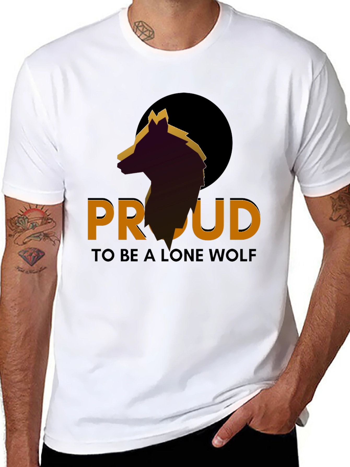 Proud Lone Wolf Graphic Tee - Stylish Mens T-Shirt