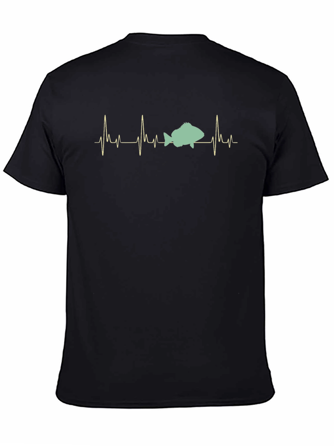 Fishing Heartbeat T-Shirt - Black
